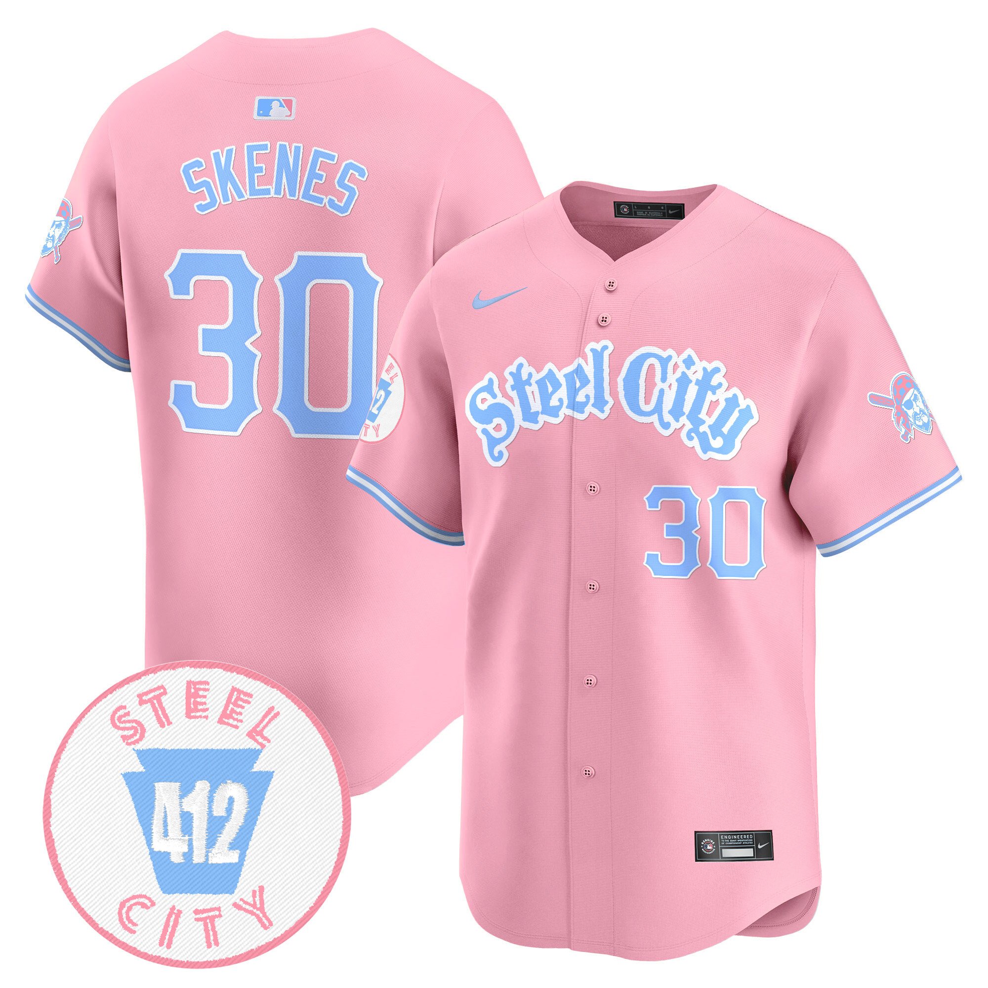 Paul SkenesUnisex Pittsburgh Pirates Bubblegum Pink Vapor Premier Limited Pink Jersey V2 - All Stitched