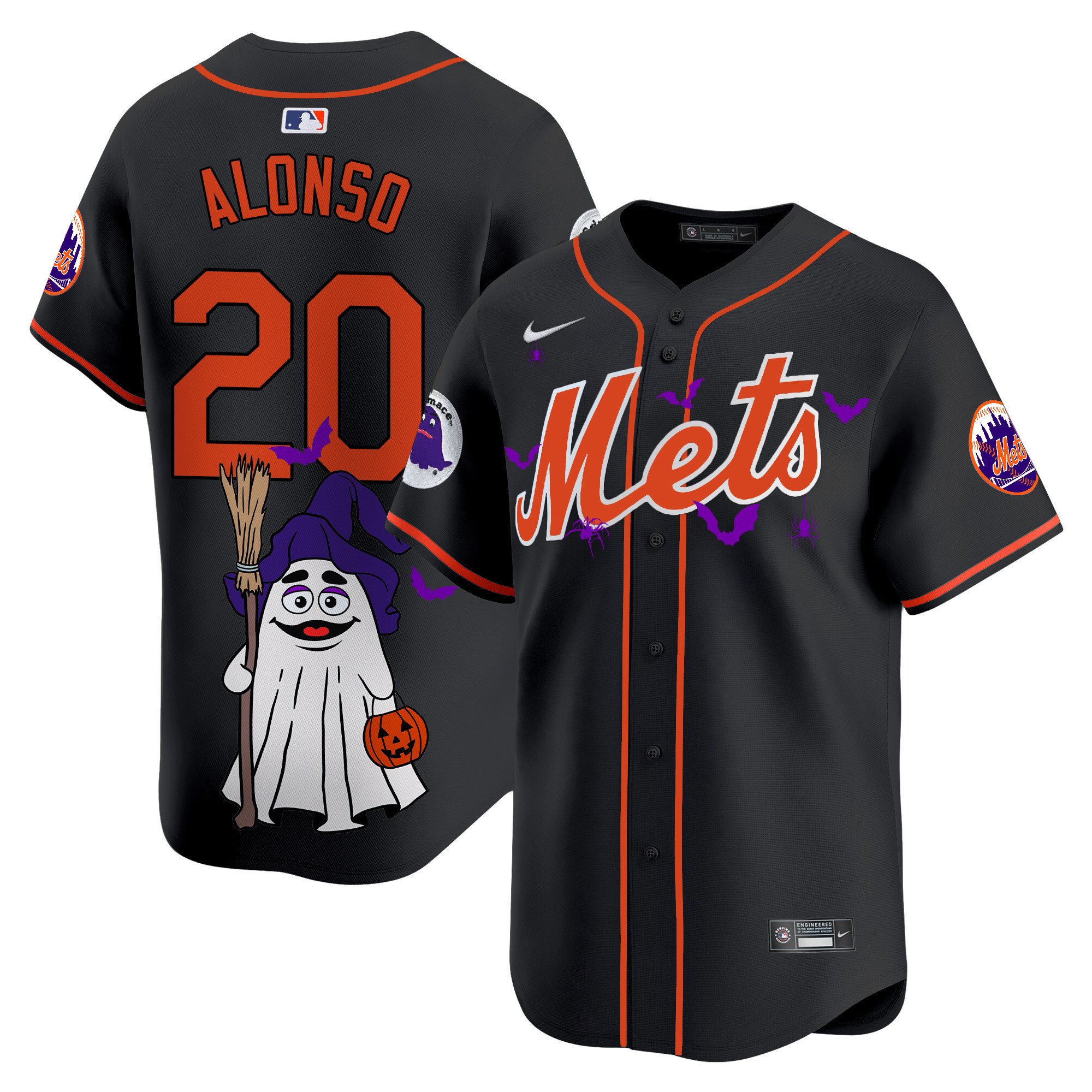 Pete AlonsoUnisex New York Mets Grimace Halloween Vapor Premier Limited Black Jersey V2- Printed