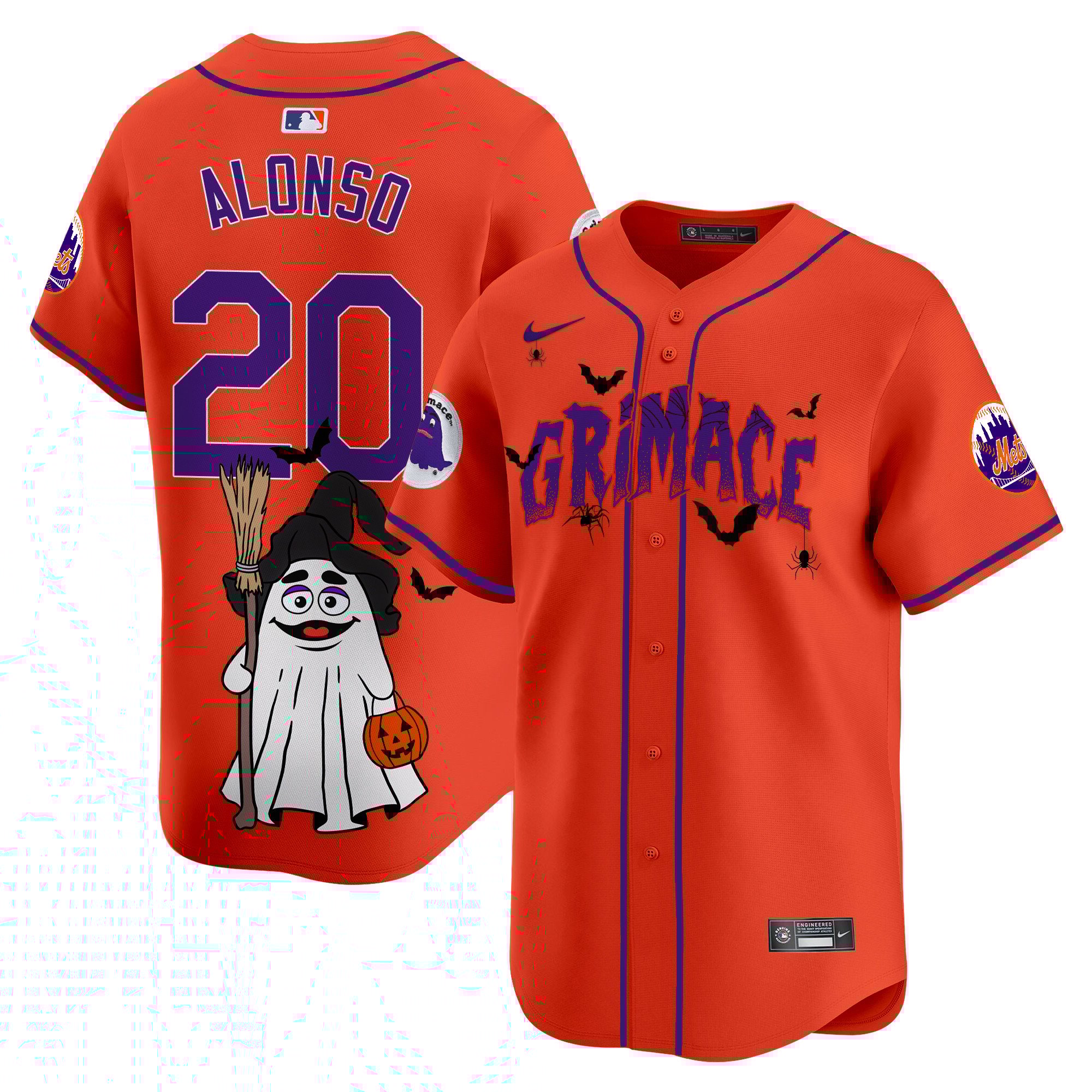 Pete AlonsoUnisex New York Mets Grimace Halloween Vapor Premier Limited Orange Jersey- Printed