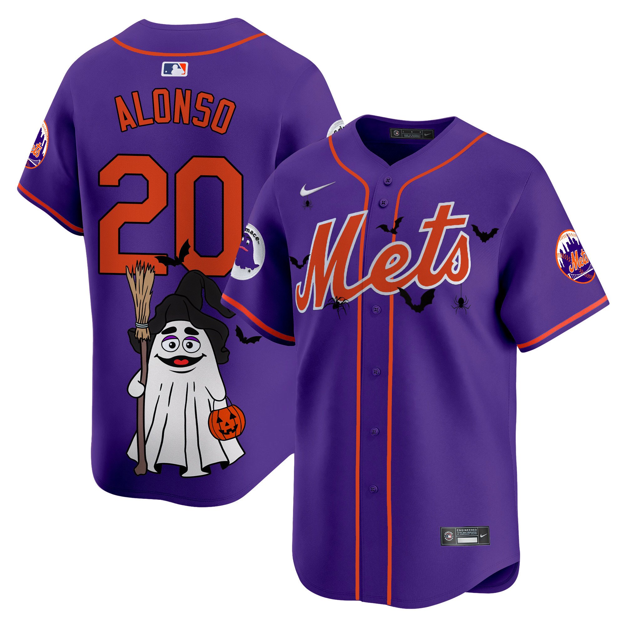 Pete AlonsoUnisex New York Mets Grimace Halloween Vapor Premier Limited Purple Jersey V2- Printed