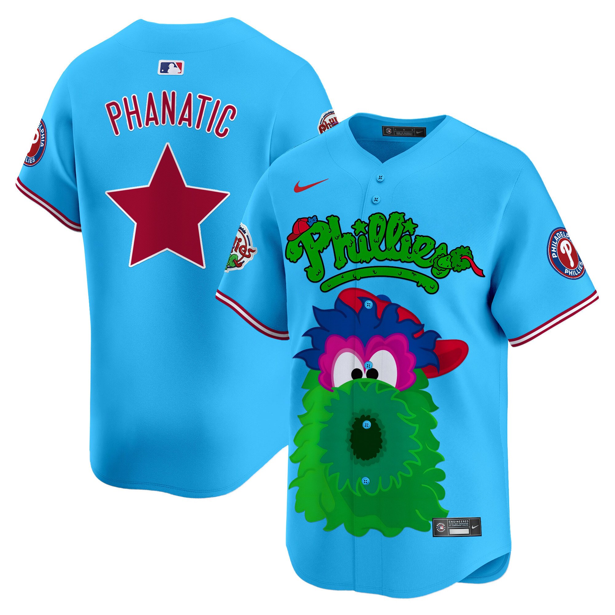 PhanaticUnisex Philadelphia Phillies Phanatic Vapor Premier Limited Light Blue Jersey V2- Printed