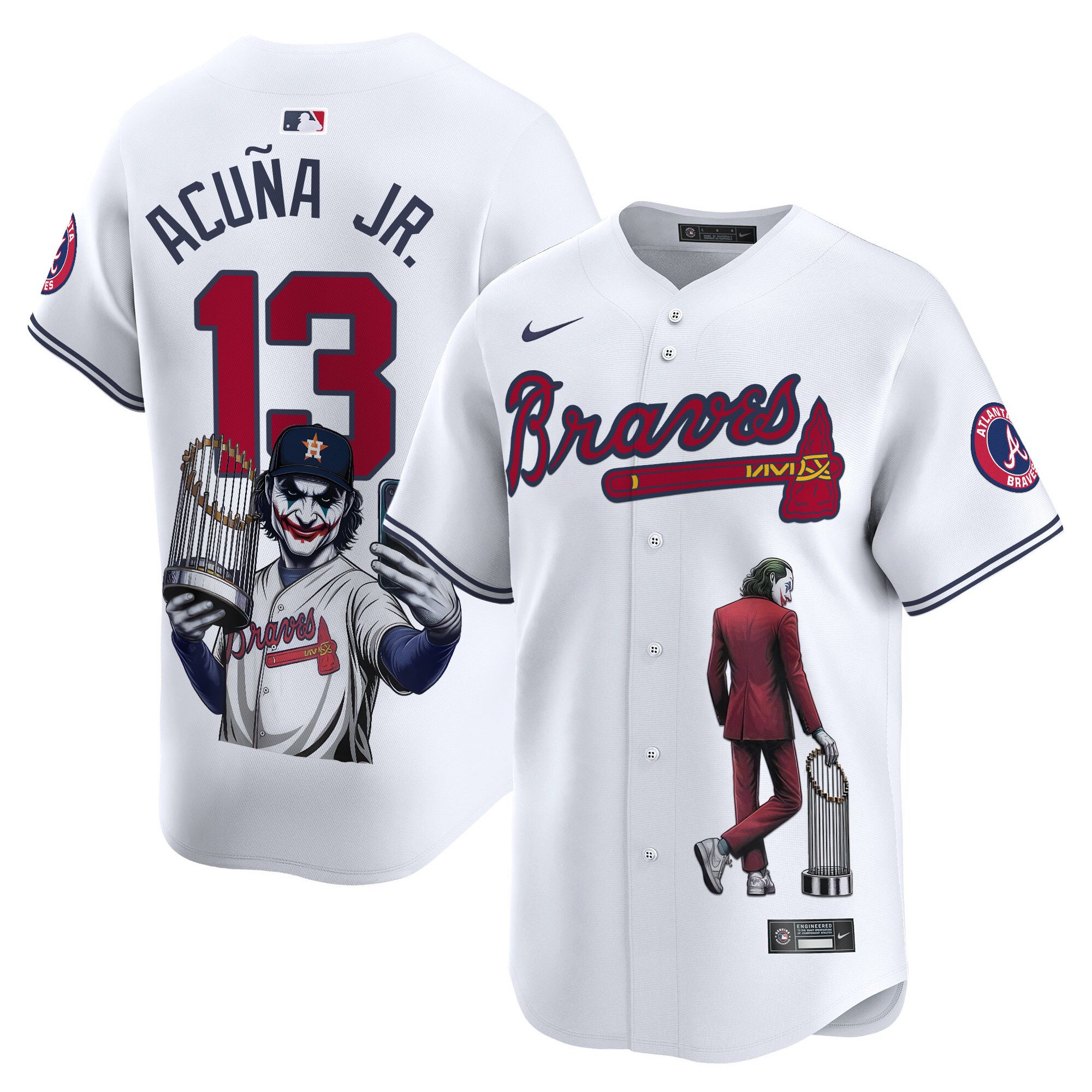 Ronald Acuna JrUnisex Atlanta Braves Joker Vapor Premier Limited White Jersey - Printed