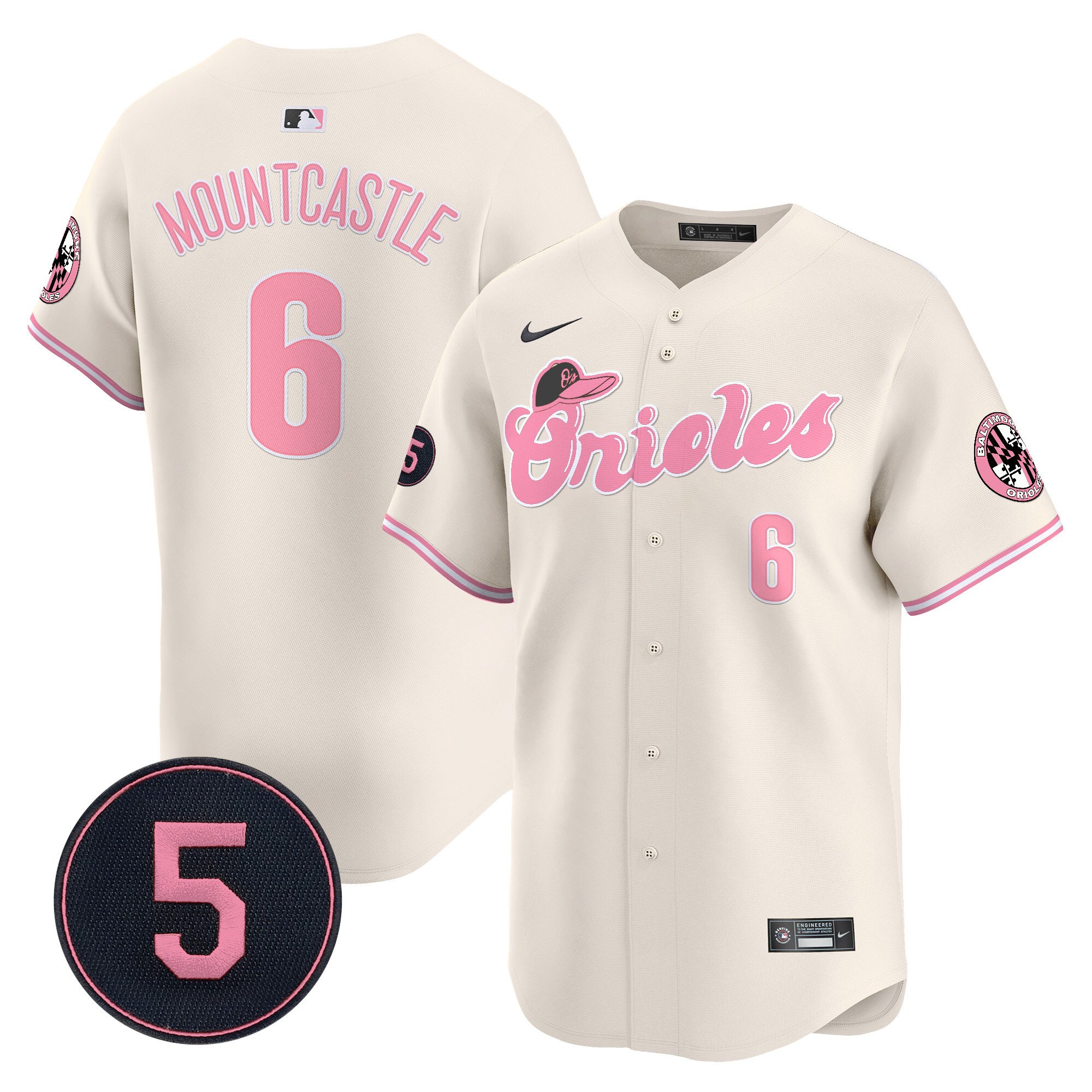 Ryan MountcastleUnisex Baltimore Orioles Pastel Style Robinson Patch Vapor Premier Limited Cream Jersey - All Stitched