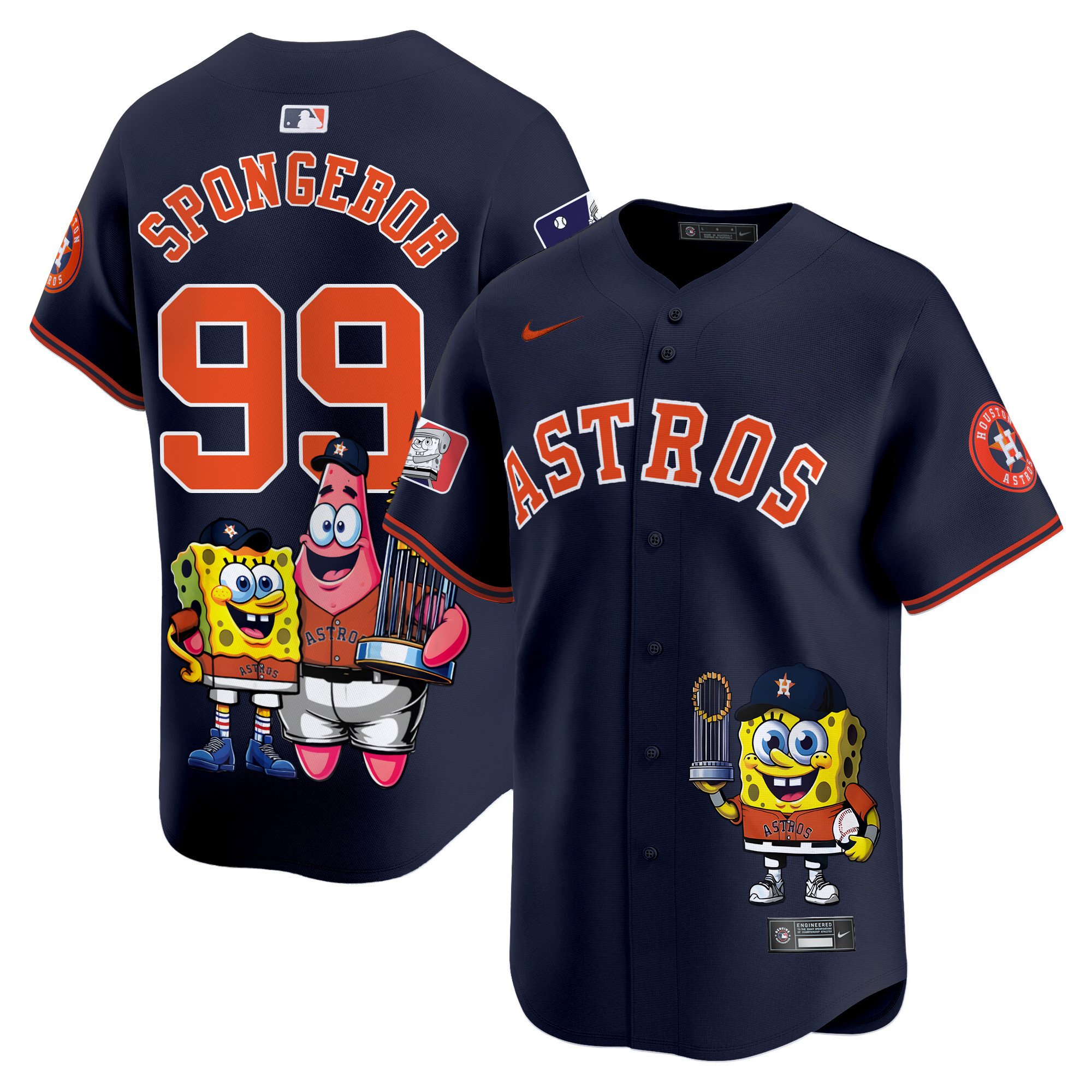 SpongeBobUnisex Houston Astros SpongeBob SquarePants Vapor Premier Limited Alternate Jersey - Printed