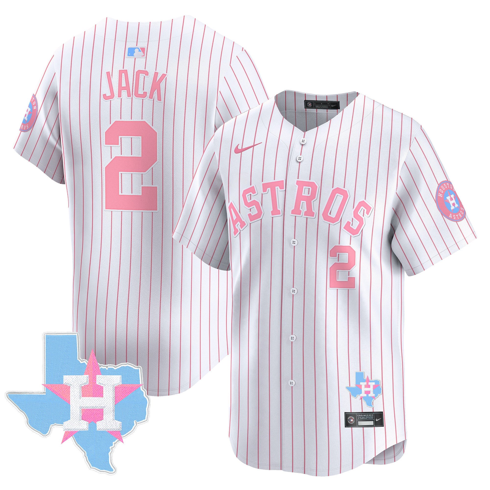 Travis ScottUnisex Houston Astros Bubblegum Pink Vapor Premier Limited Pinstripe Jersey - All Stitched