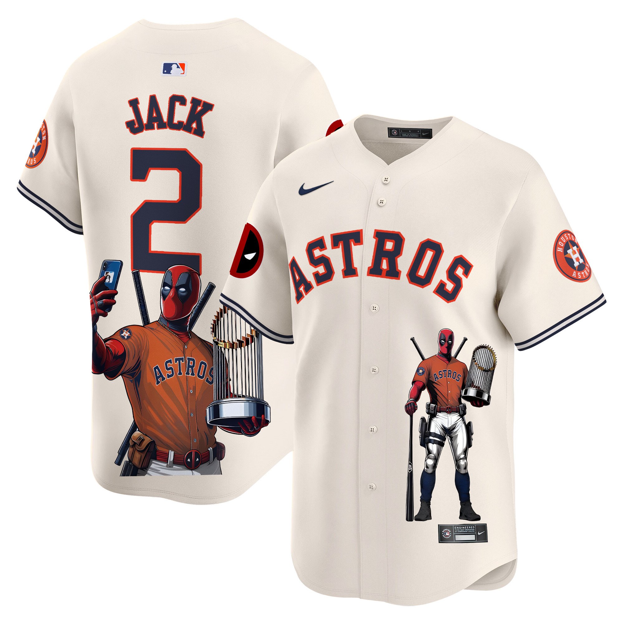 Travis ScottUnisex Houston Astros Deadpool Vapor Premier Limited Cream Jersey - Printed