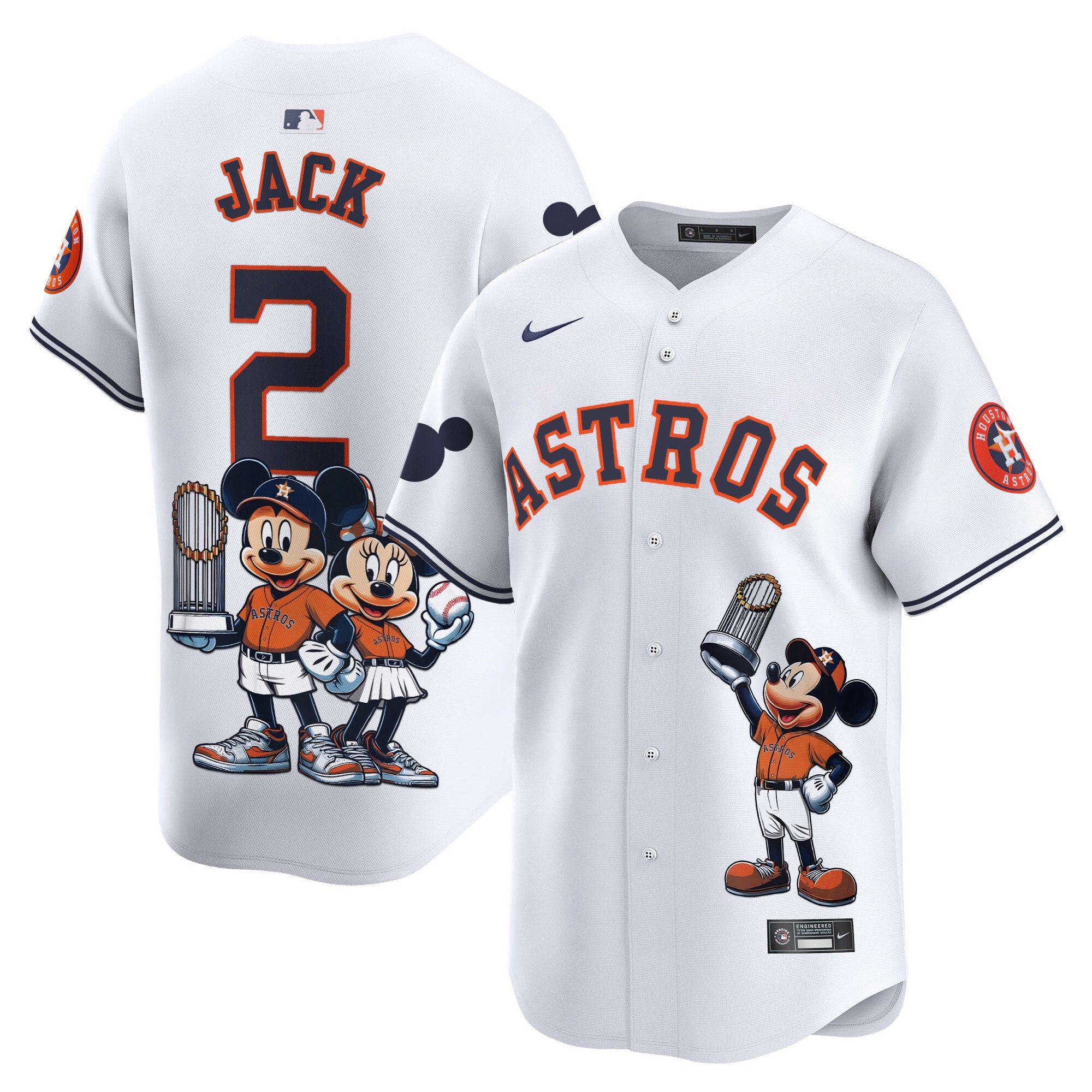 Travis ScottUnisex Houston Astros Mickey Houston Vapor Premier Limited White Jersey - Printed