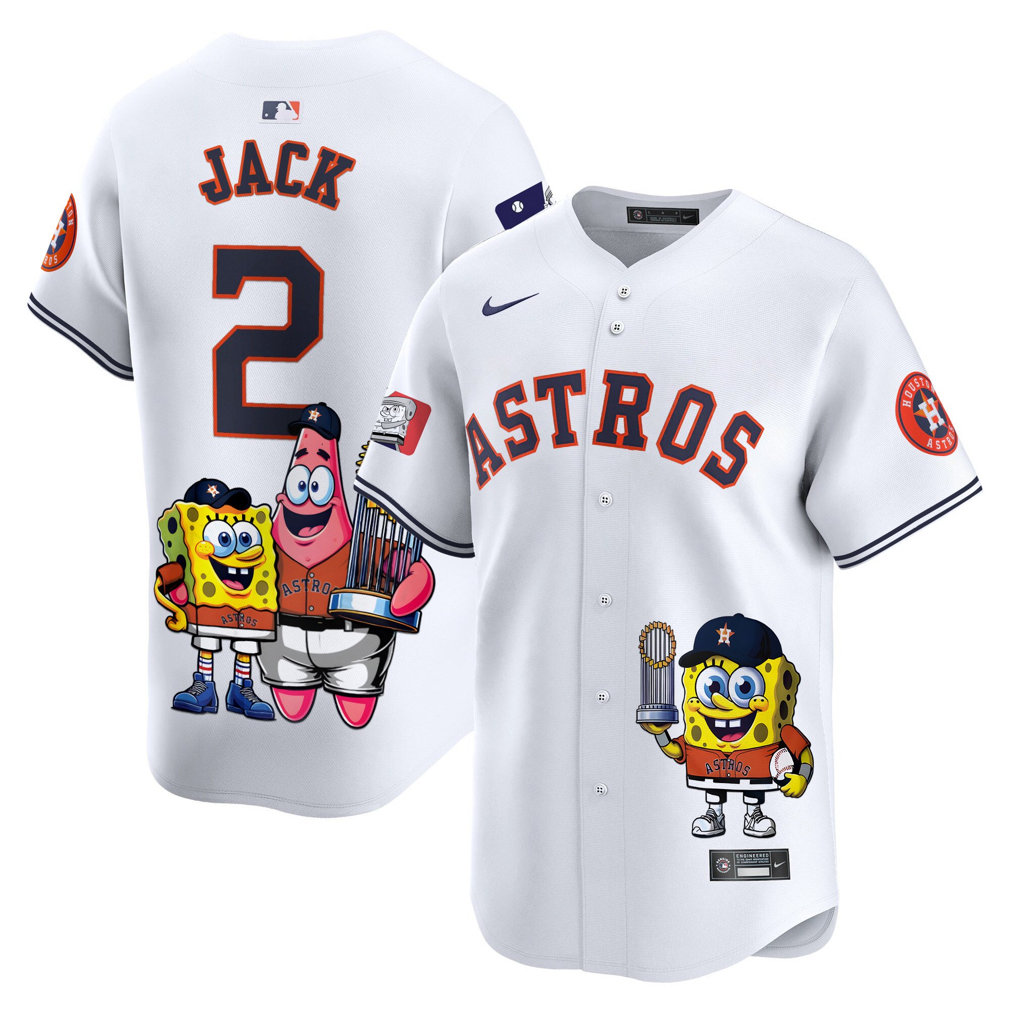 Travis ScottUnisex Houston Astros SpongeBob SquarePants Vapor Premier Limited White Jersey - Printed