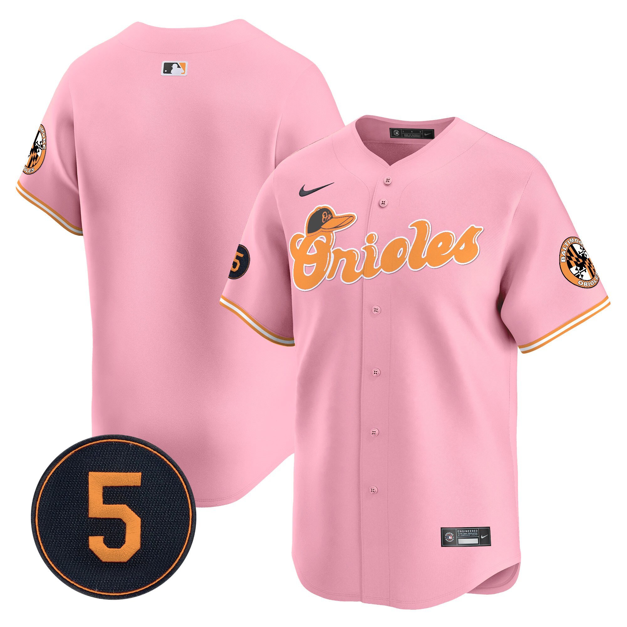 Unisex Baltimore Orioles Pastel Style Robinson Patch Vapor Premier Limited Pink Jersey - All Stitched