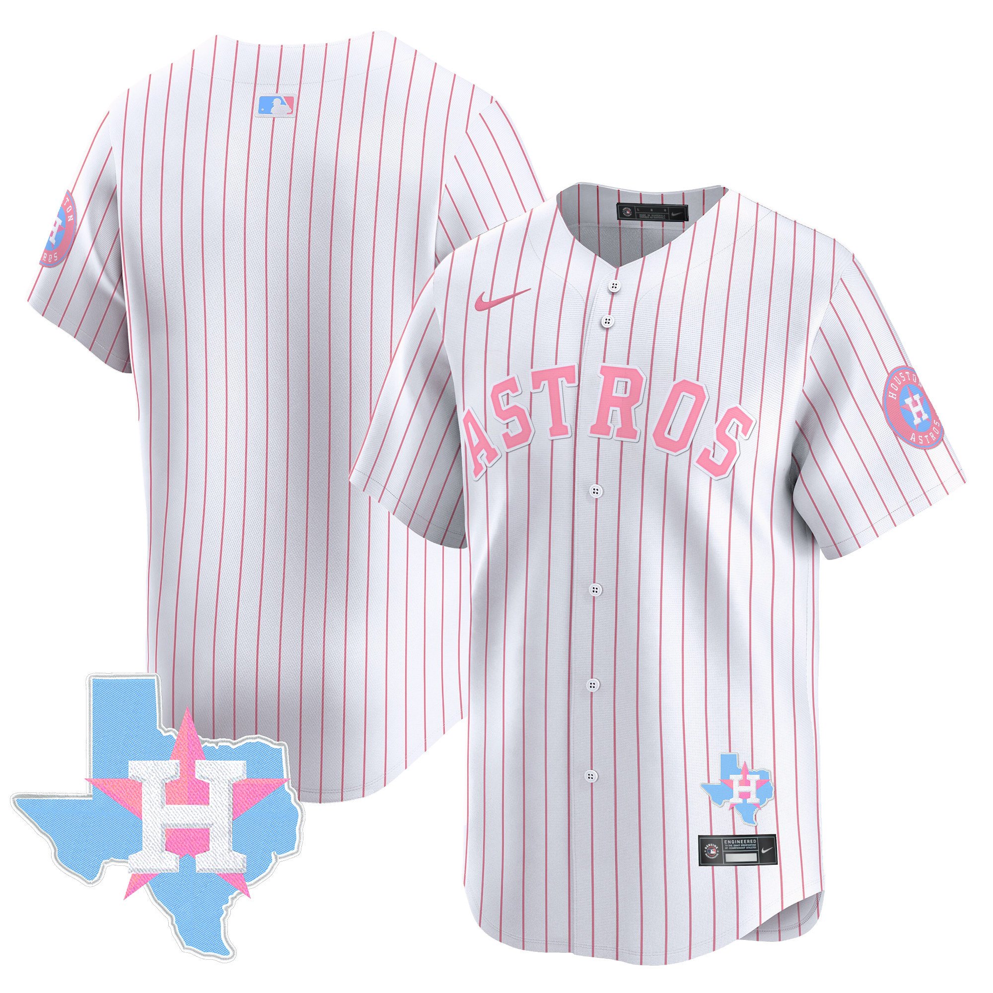 Unisex Houston Astros Bubblegum Pink Vapor Premier Limited Pinstripe Jersey - All Stitched