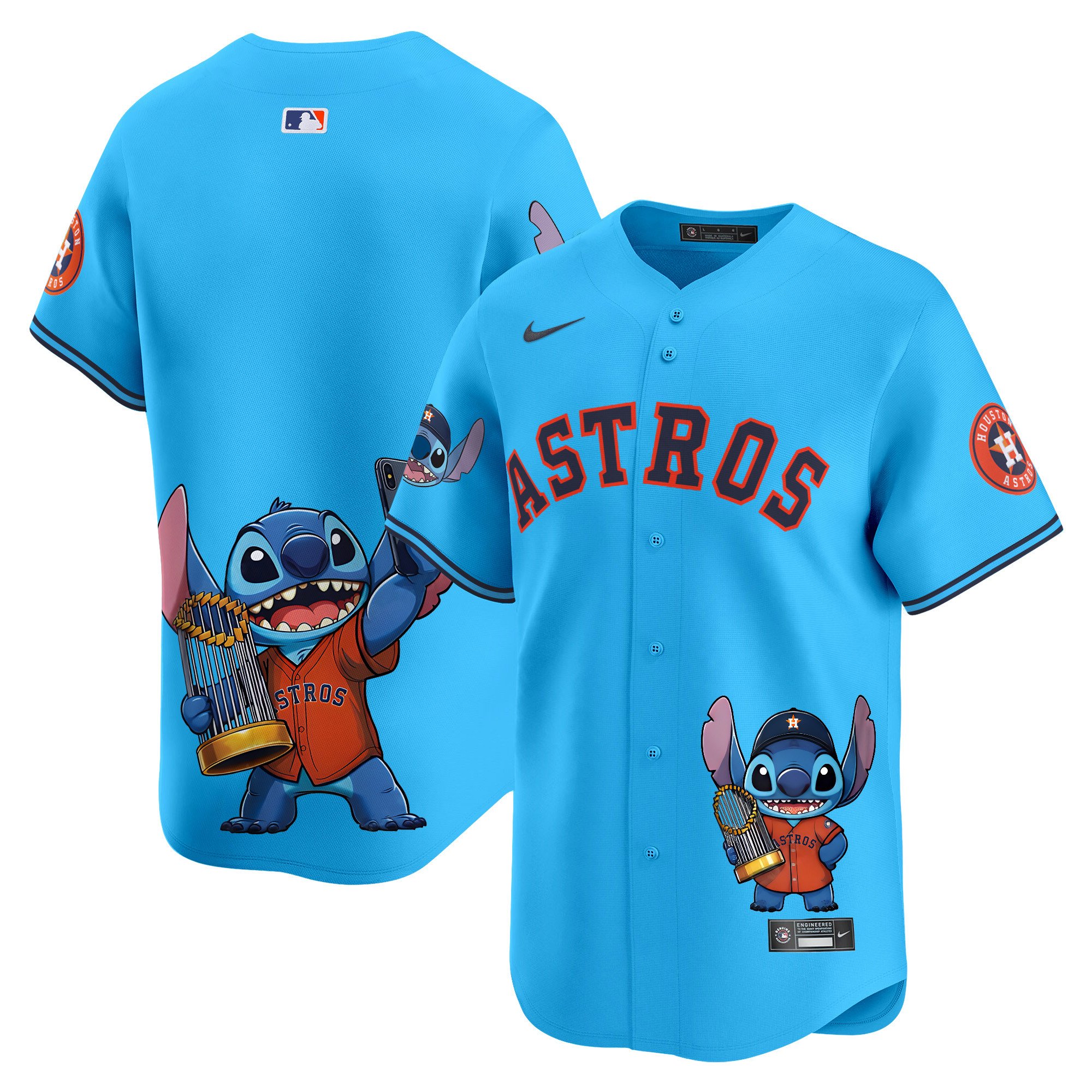 Unisex Houston Astros Lilo And Stitch Vapor Premier Limited Light Blue Jersey - Printed