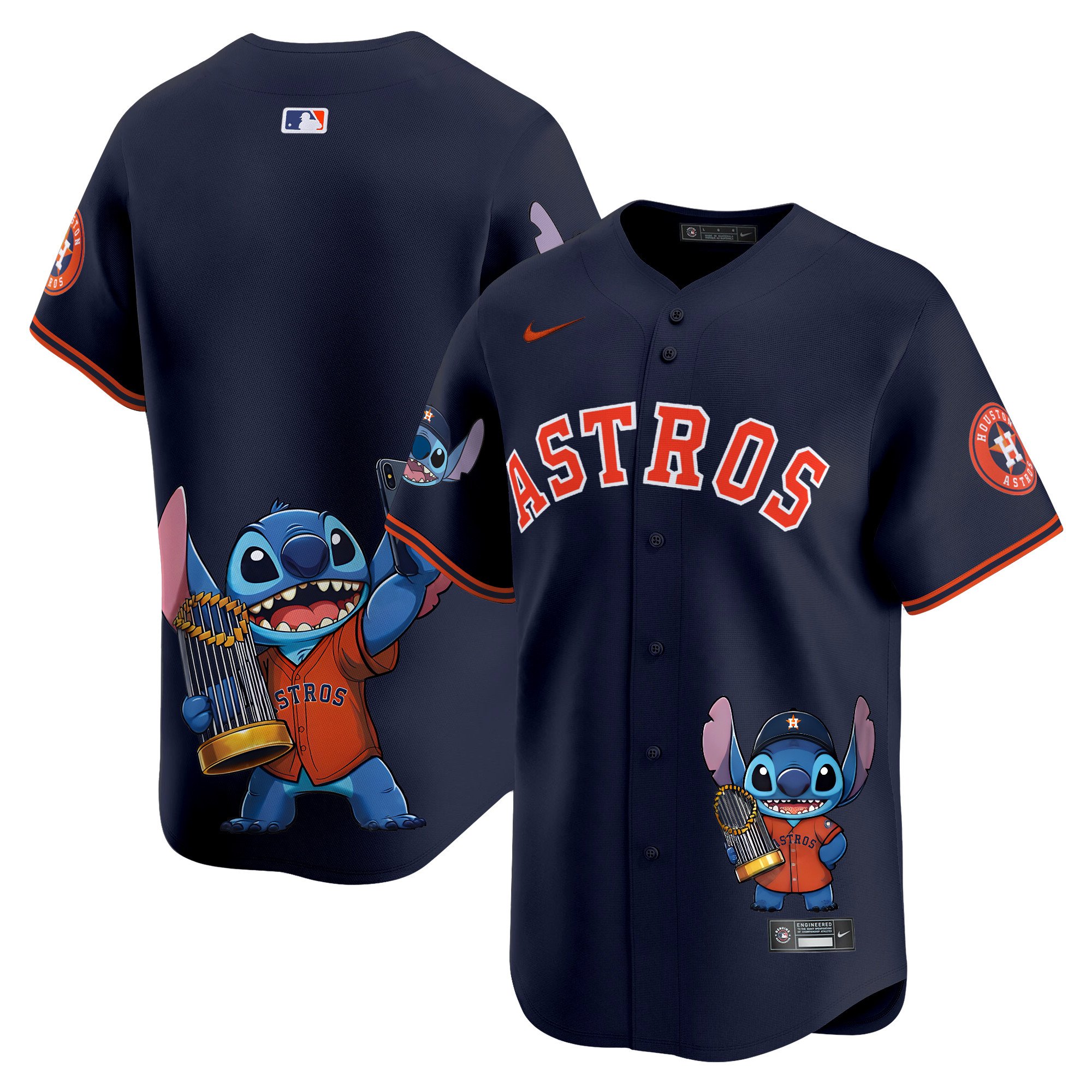Unisex Houston Astros Lilo And Stitch Vapor Premier Limited Navy Jersey - Printed