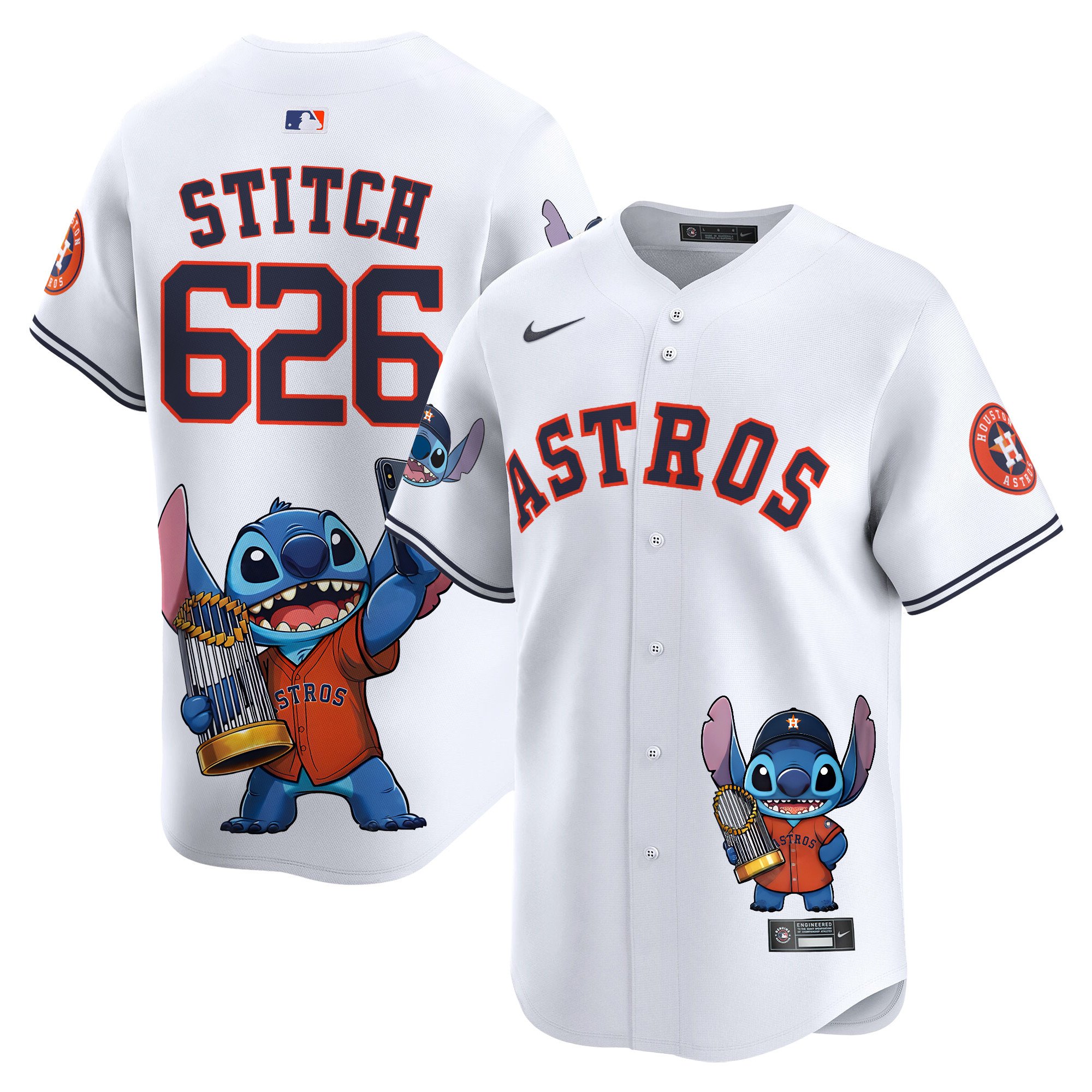 Unisex Houston Astros Lilo And Stitch Vapor Premier Limited White Jersey - Printed