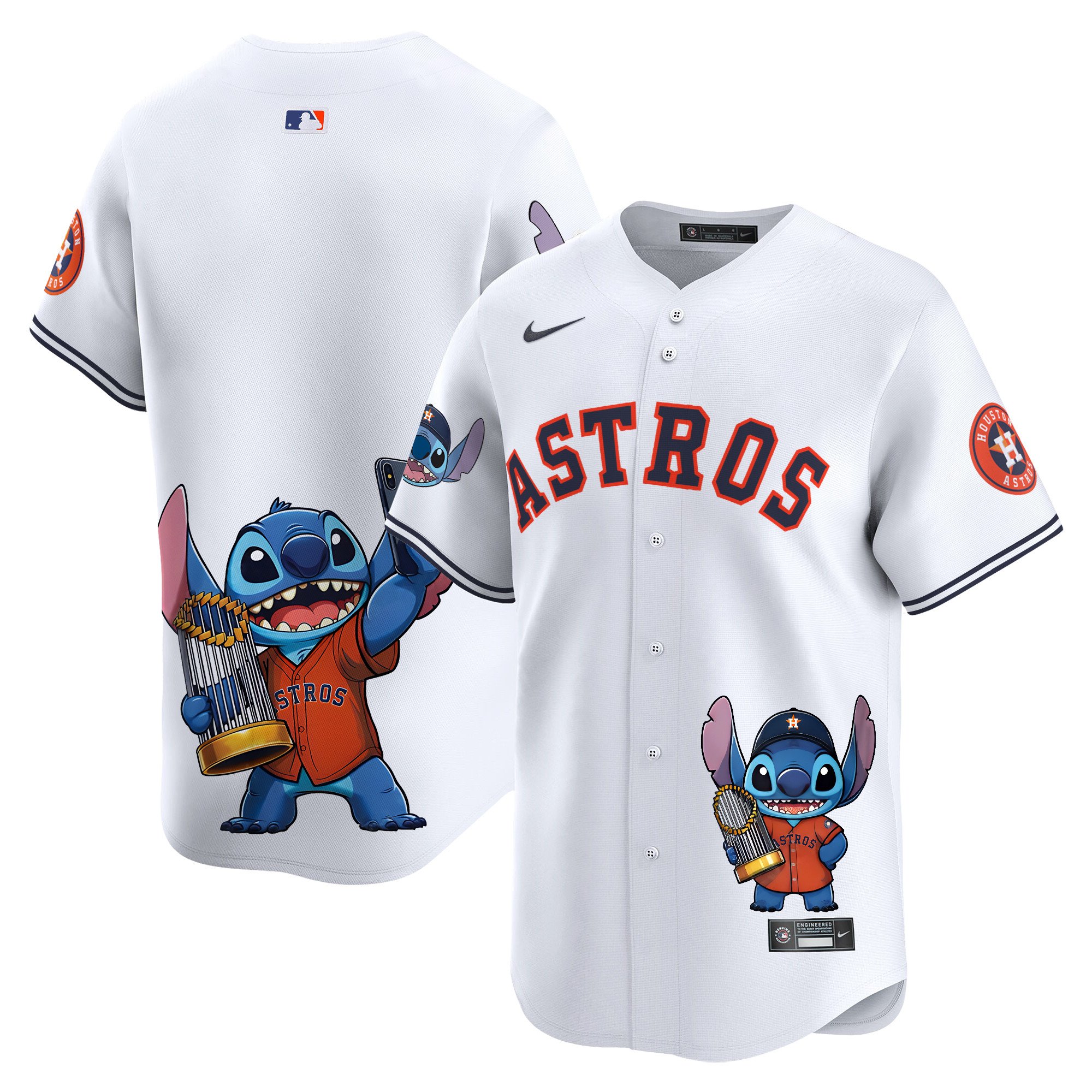 Unisex Houston Astros Lilo And Stitch Vapor Premier Limited White Jersey - Printed