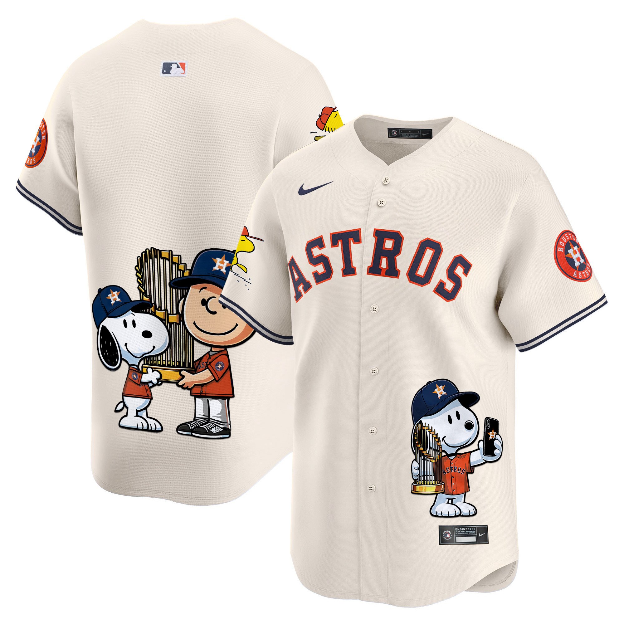 Unisex Houston Astros Peanut Snoopy Vapor Premier Limited Cream Jersey - Printed