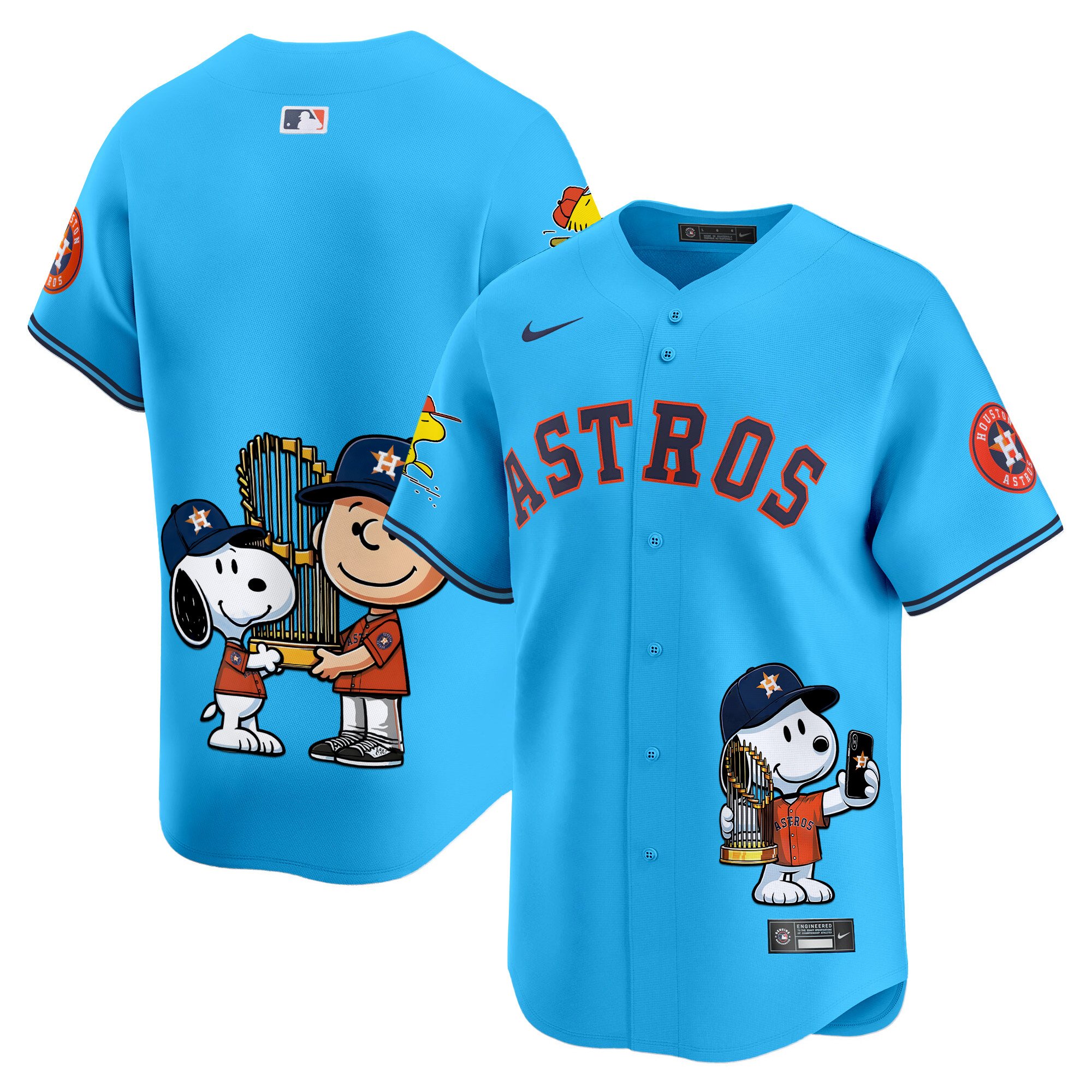 Unisex Houston Astros Peanut Snoopy Vapor Premier Limited Light Blue Jersey - Printed