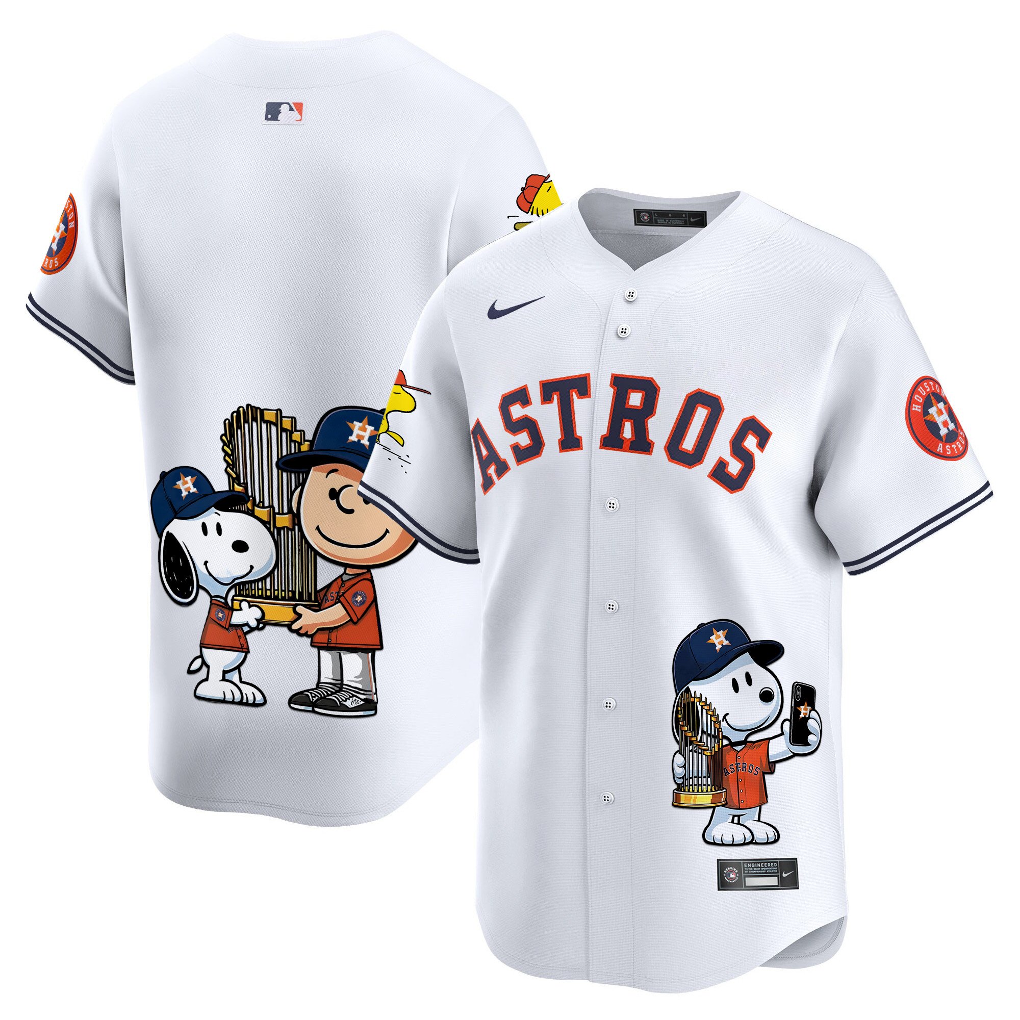 Unisex Houston Astros Peanut Snoopy Vapor Premier Limited White Jersey - Printed