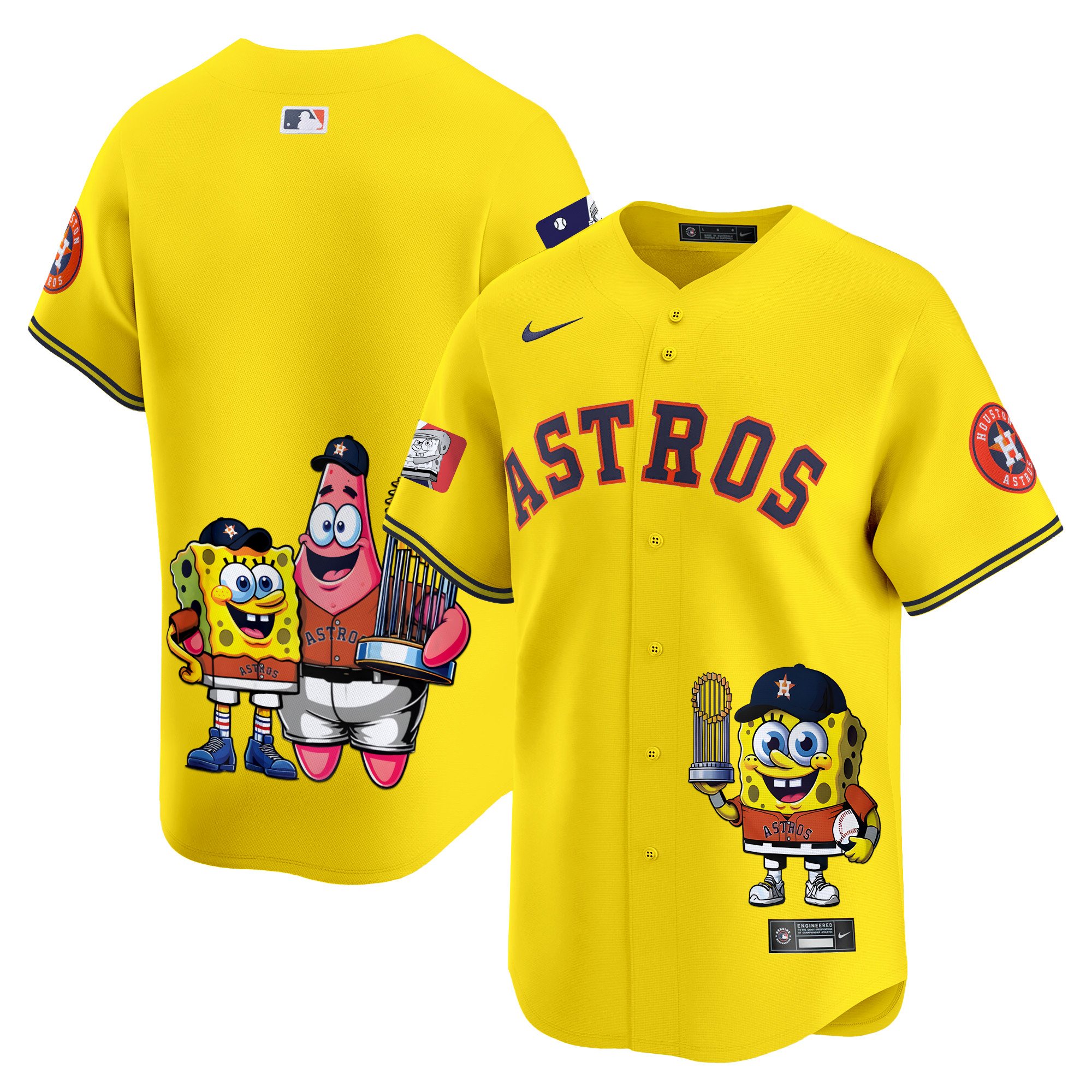Unisex Houston Astros SpongeBob SquarePants Vapor Premier Limited Gold Jersey - Printed