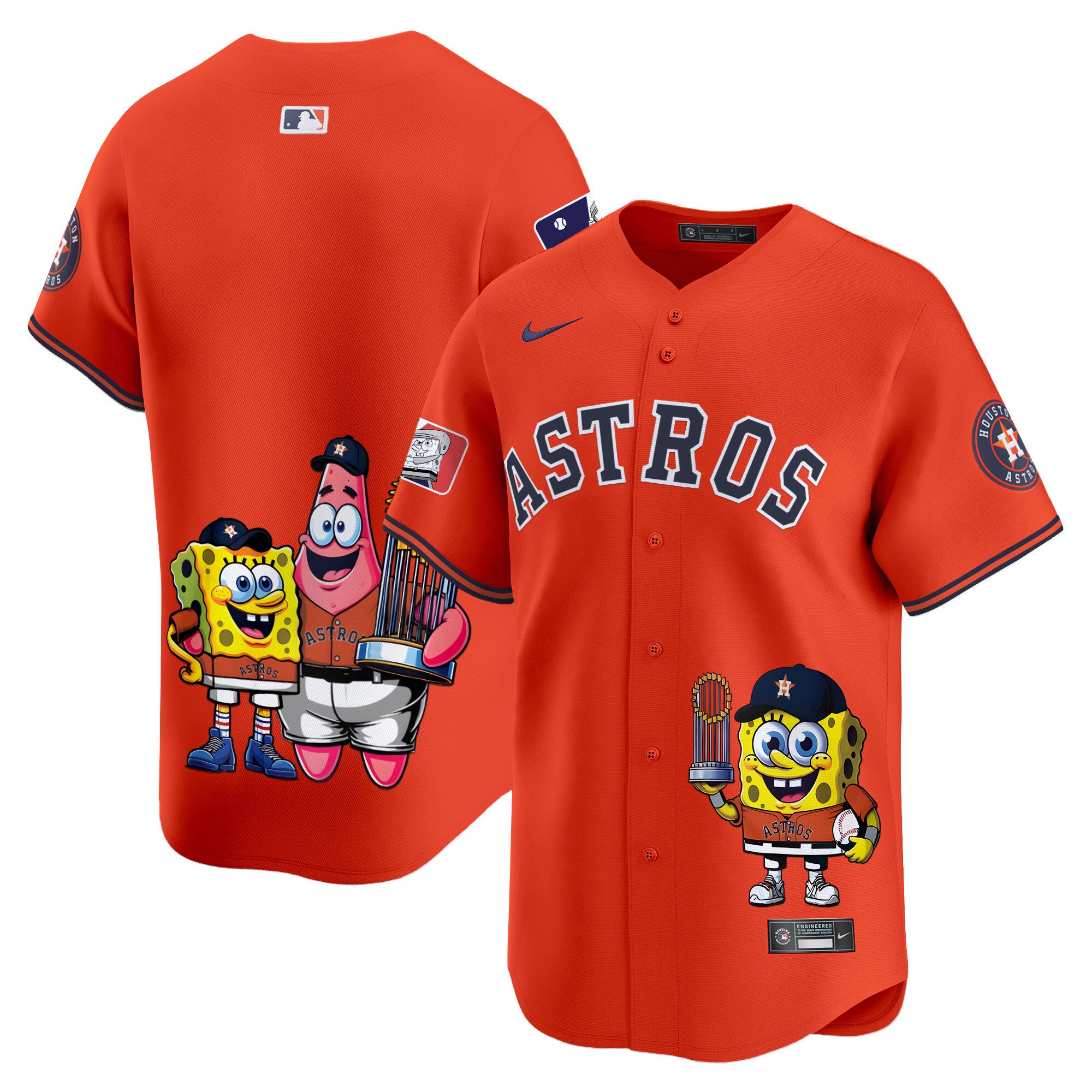 Unisex Houston Astros SpongeBob SquarePants Vapor Premier Limited Orange Jersey - Printed