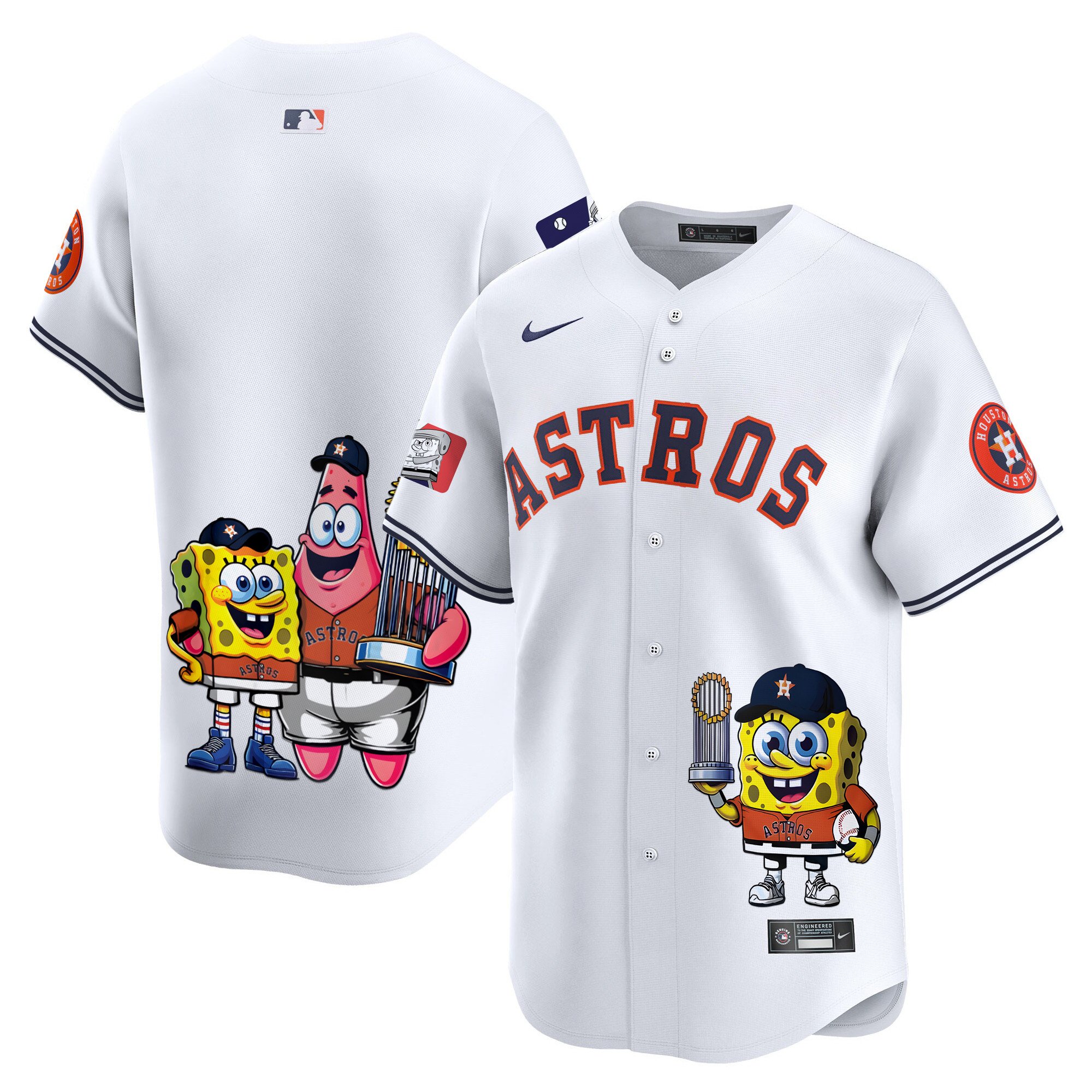 Unisex Houston Astros SpongeBob SquarePants Vapor Premier Limited White Jersey - Printed