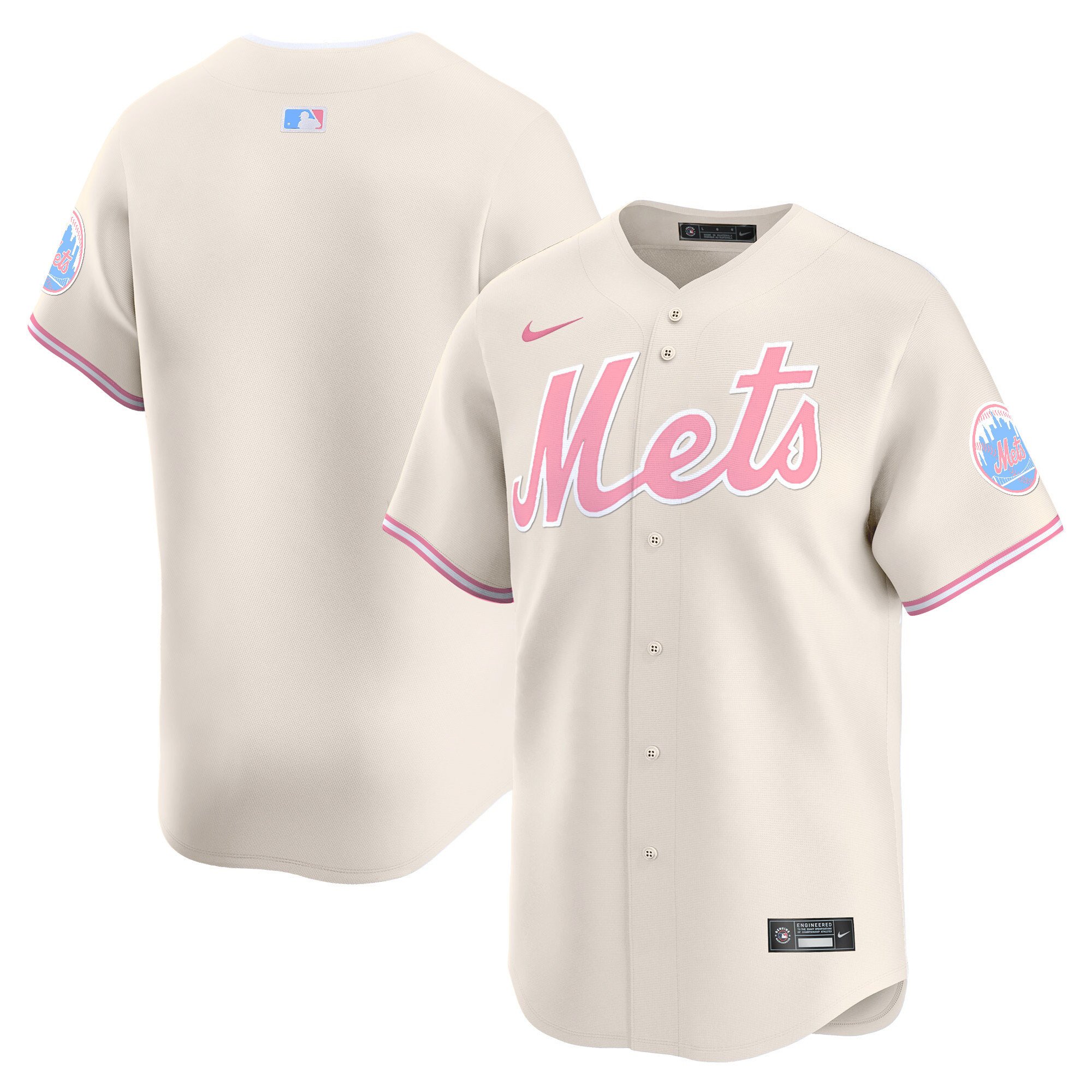 Unisex New York Mets Bubblegum Pink Vapor Premier Limited Cream Jersey - All Stitched
