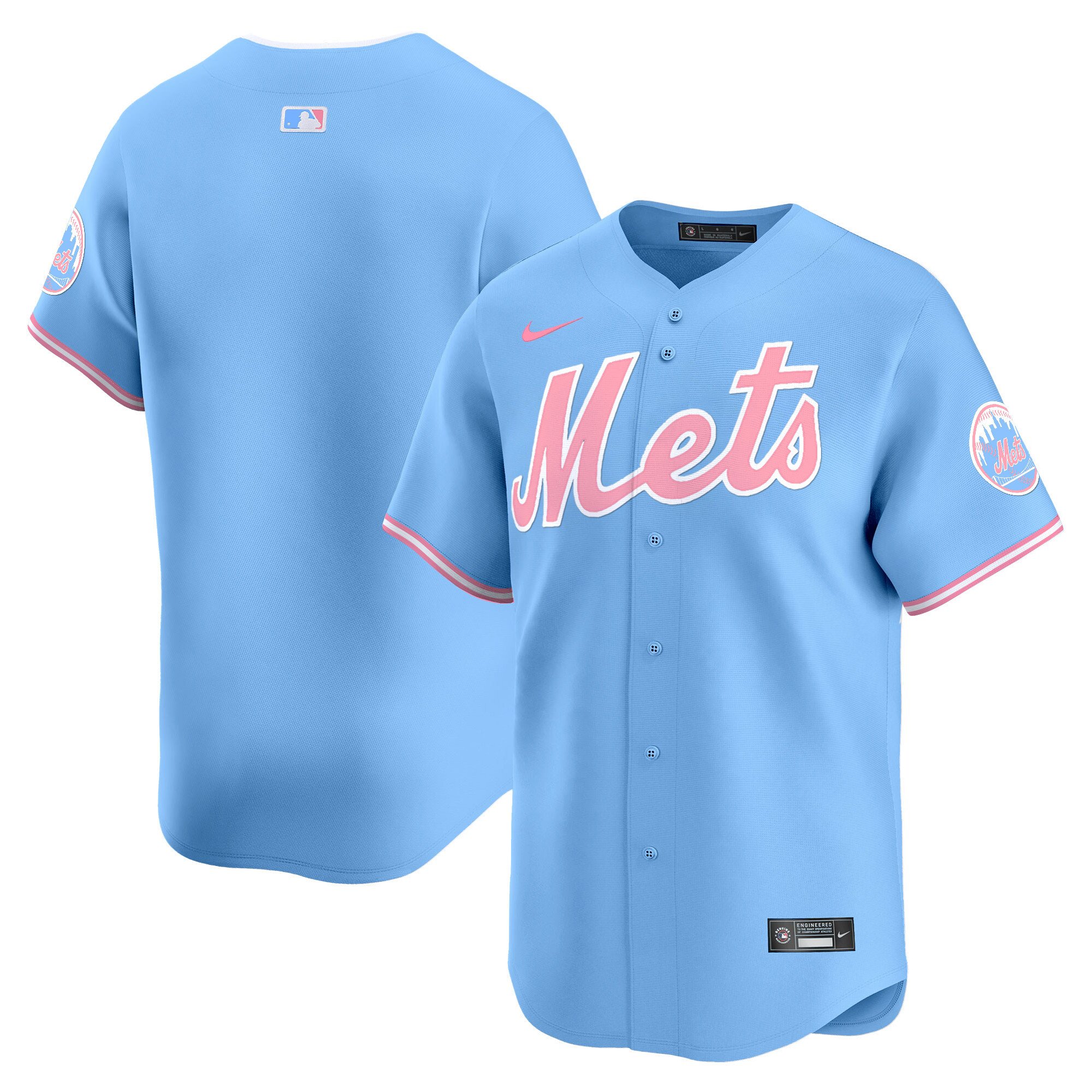 Unisex New York Mets Bubblegum Pink Vapor Premier Limited Light Blue Jersey - All Stitched