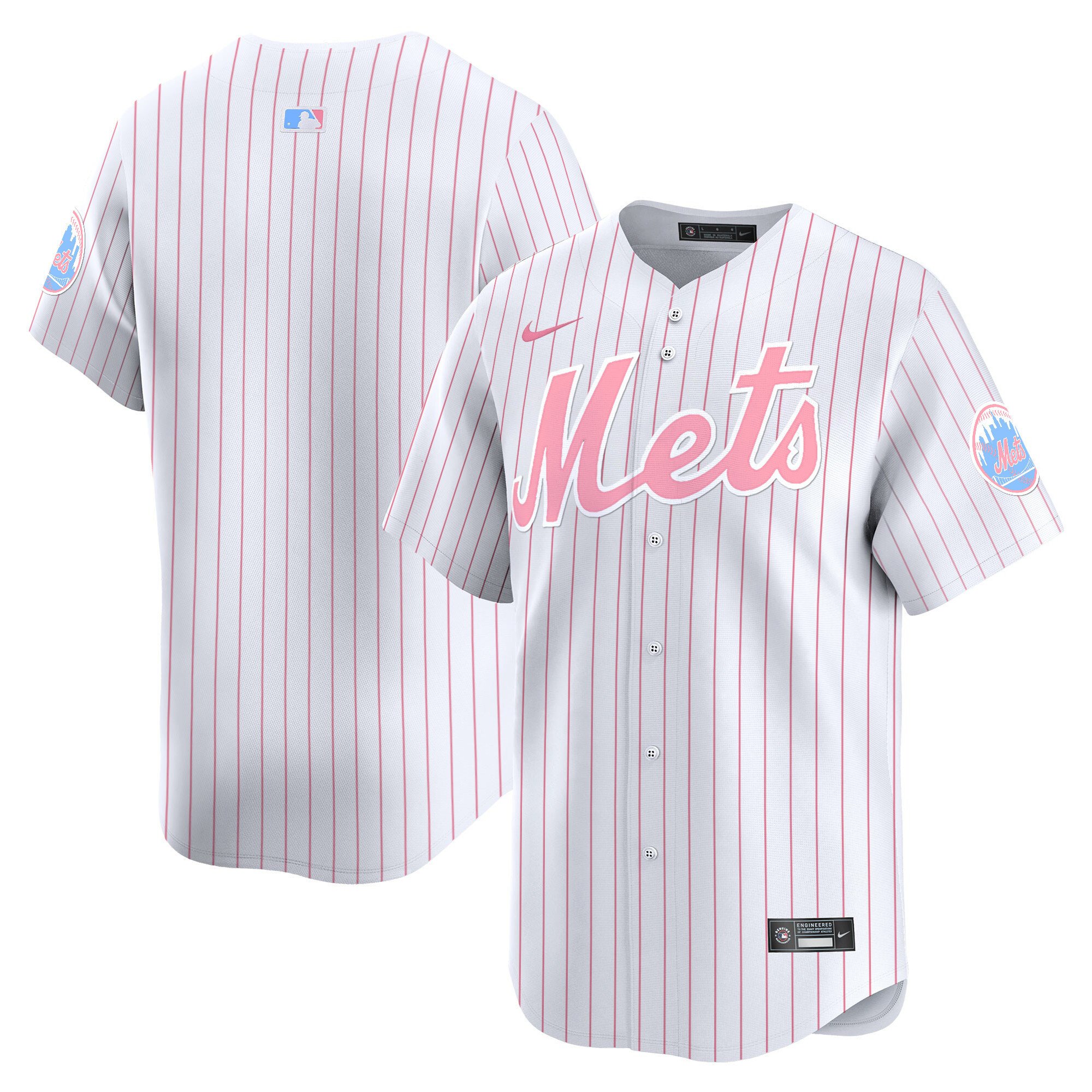 Unisex New York Mets Bubblegum Pink Vapor Premier Limited Pinstripe Jersey - All Stitched