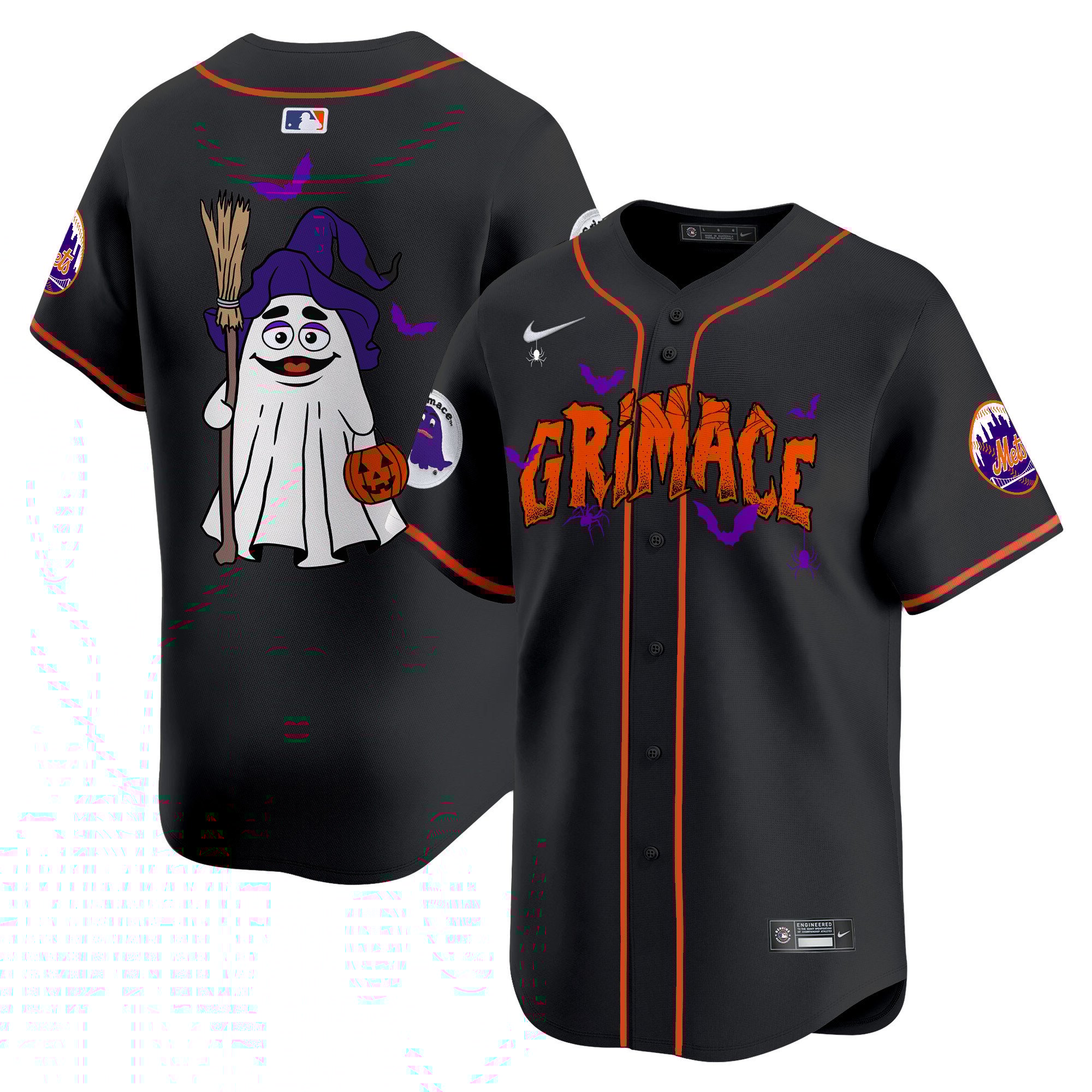 Unisex New York Mets Grimace Halloween Vapor Premier Limited Black Jersey- Printed
