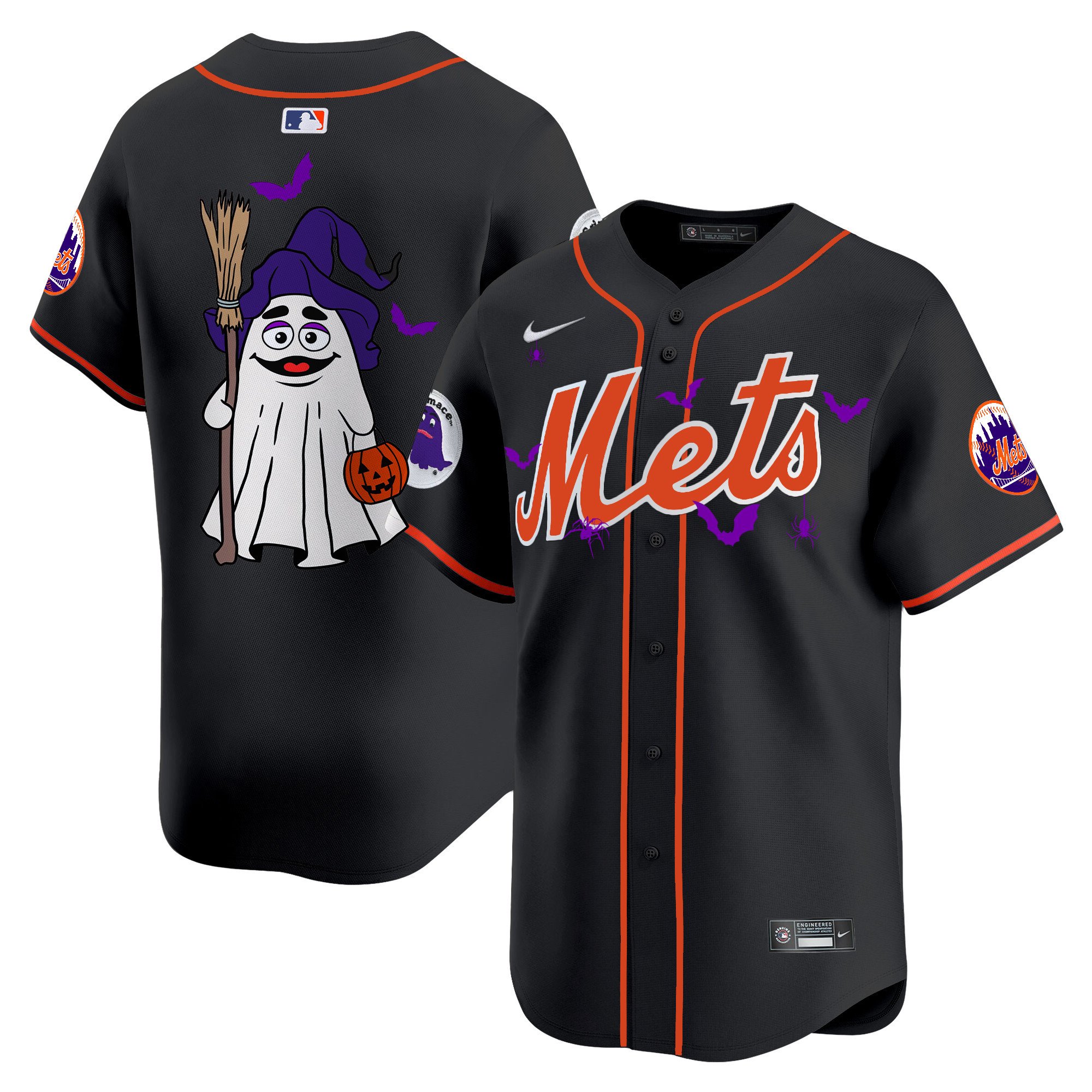 Unisex New York Mets Grimace Halloween Vapor Premier Limited Black Jersey V2- Printed