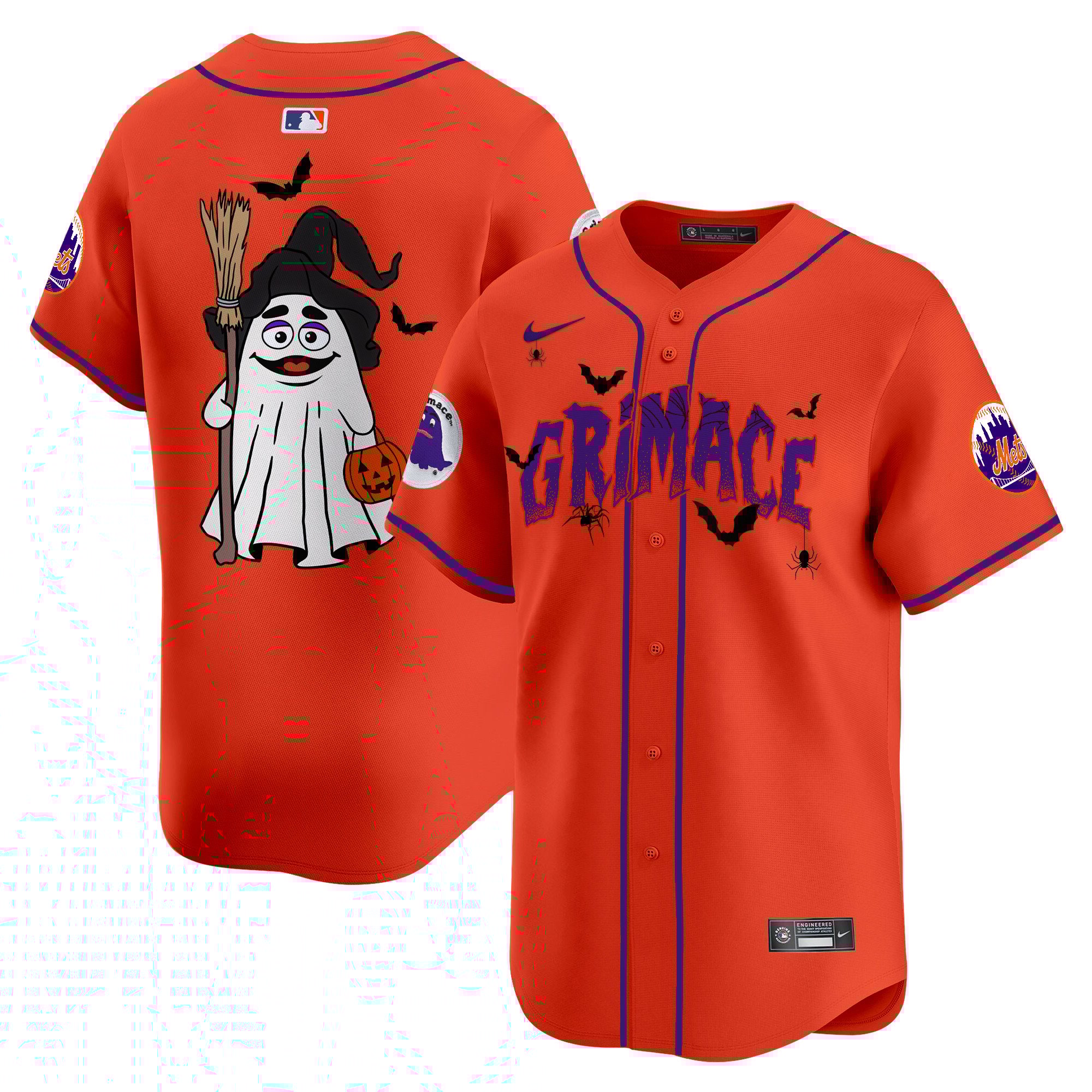 Unisex New York Mets Grimace Halloween Vapor Premier Limited Orange Jersey- Printed