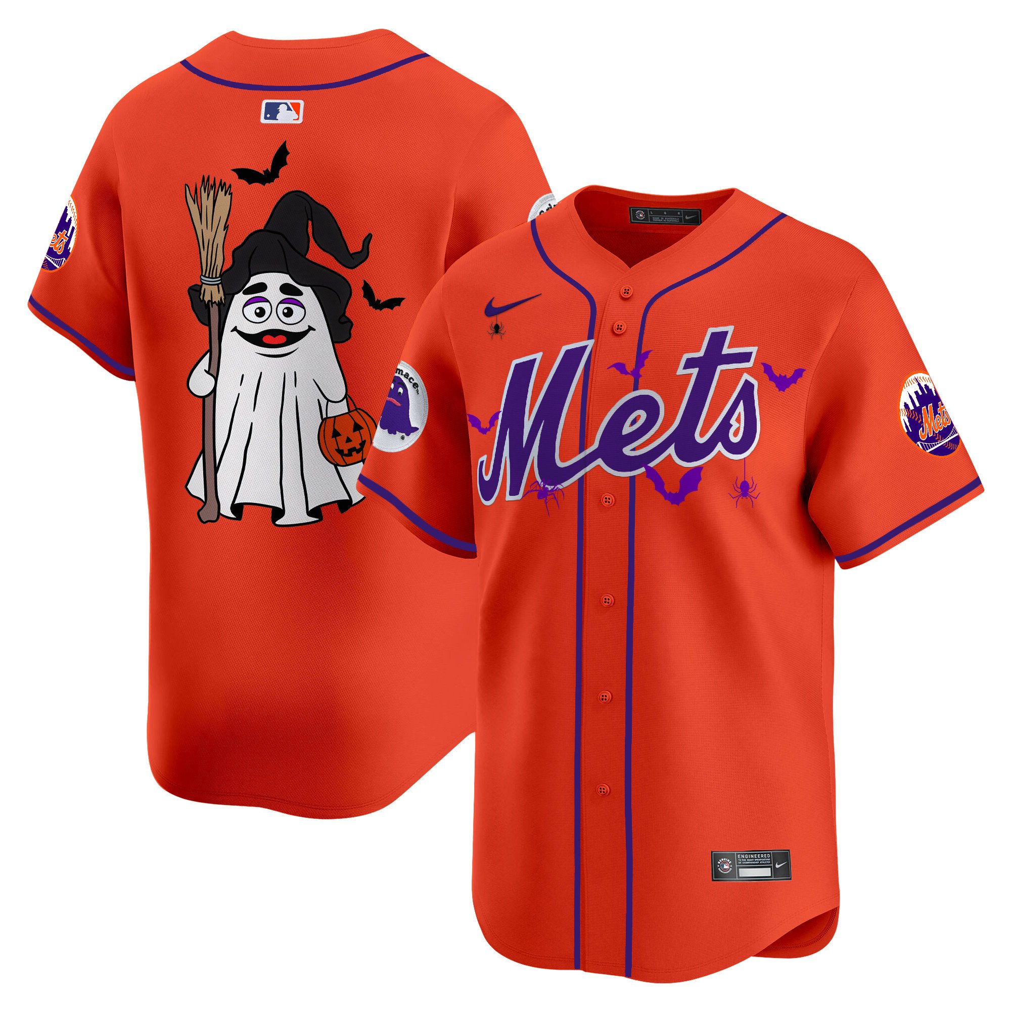 Unisex New York Mets Grimace Halloween Vapor Premier Limited Orange Jersey V2- Printed