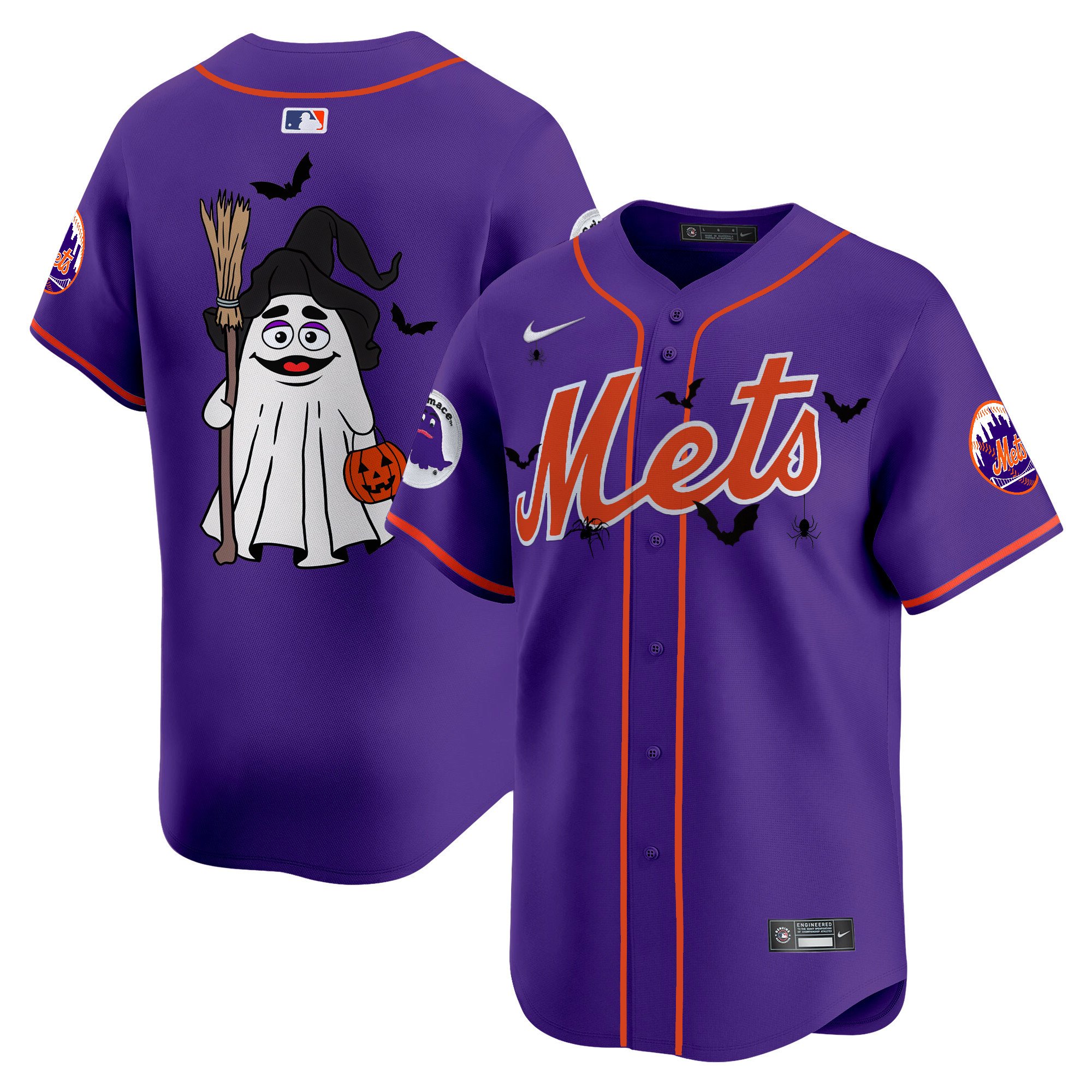 Unisex New York Mets Grimace Halloween Vapor Premier Limited Purple Jersey V2- Printed