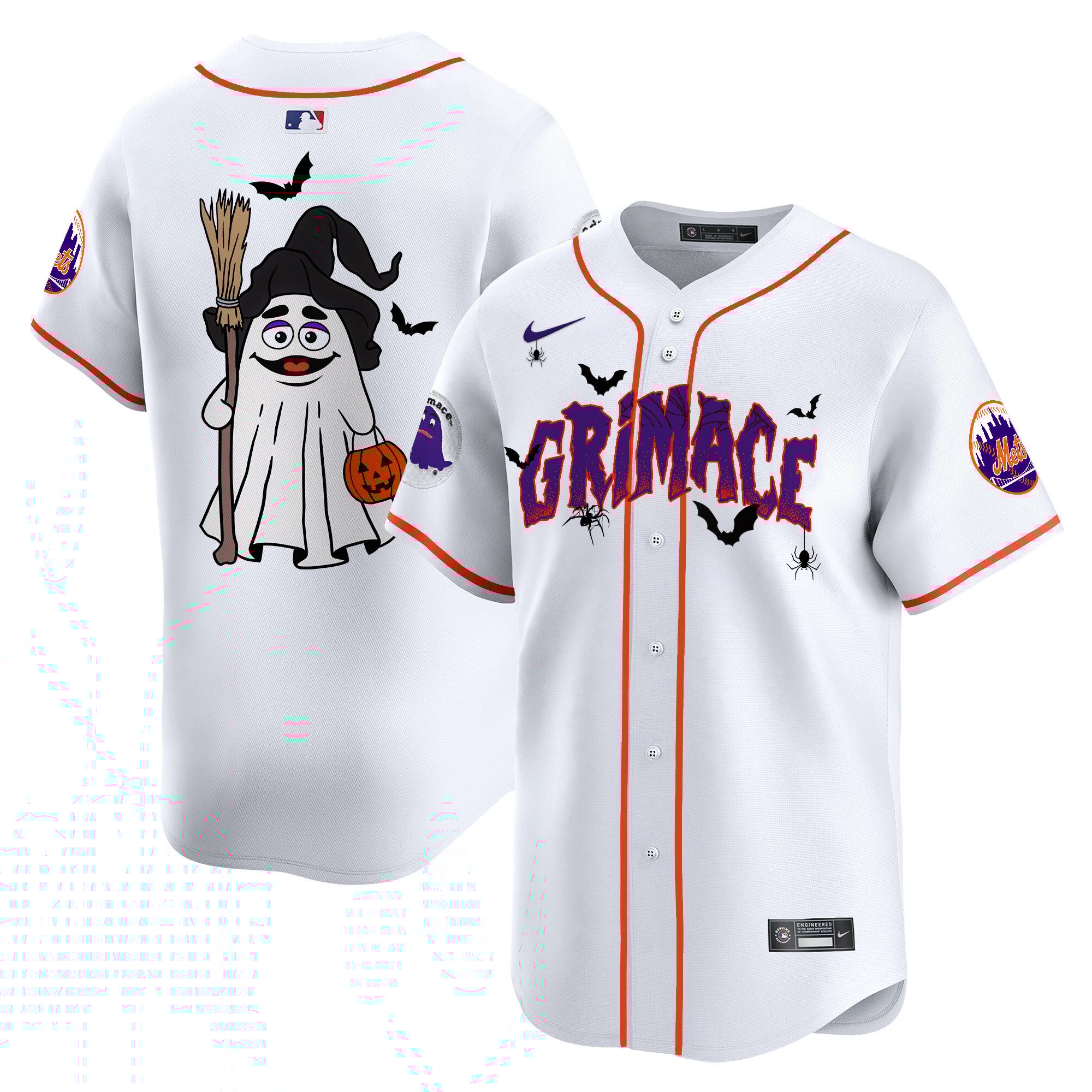 Unisex New York Mets Grimace Halloween Vapor Premier Limited White Jersey- Printed