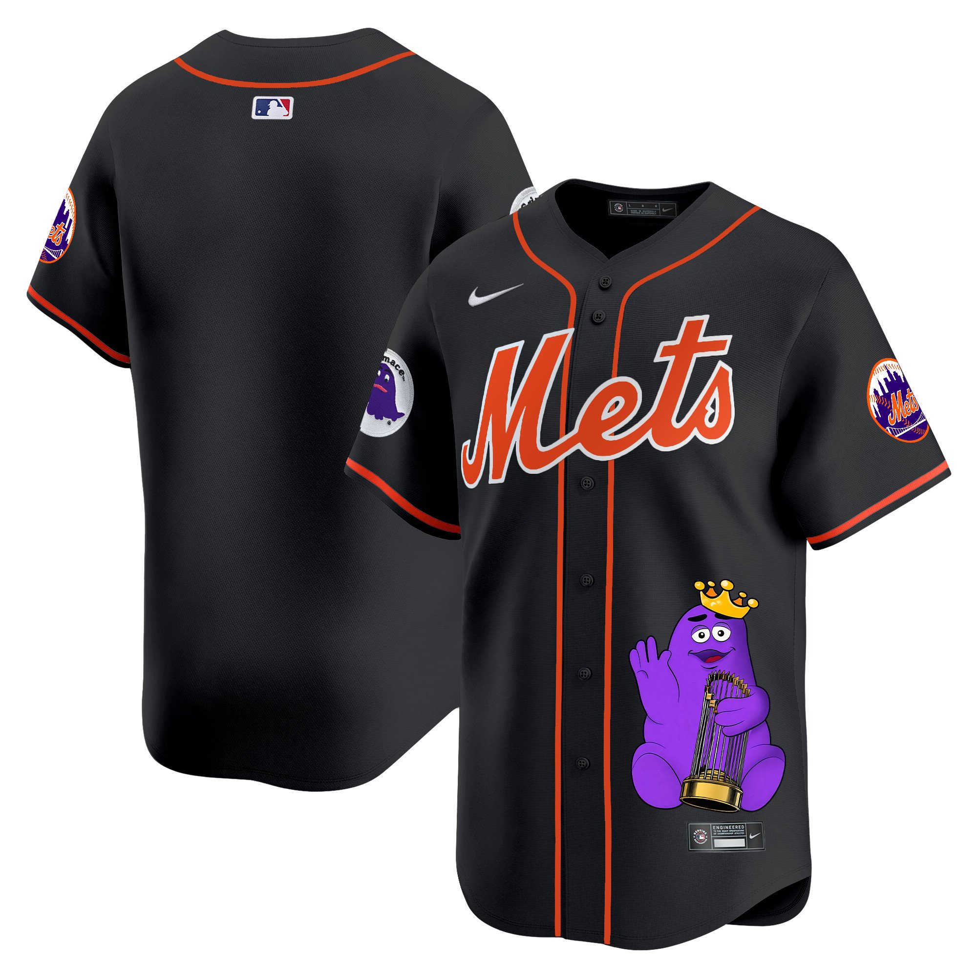 Unisex New York Mets Grimace Vapor Premier Limited Black Jersey - Printed
