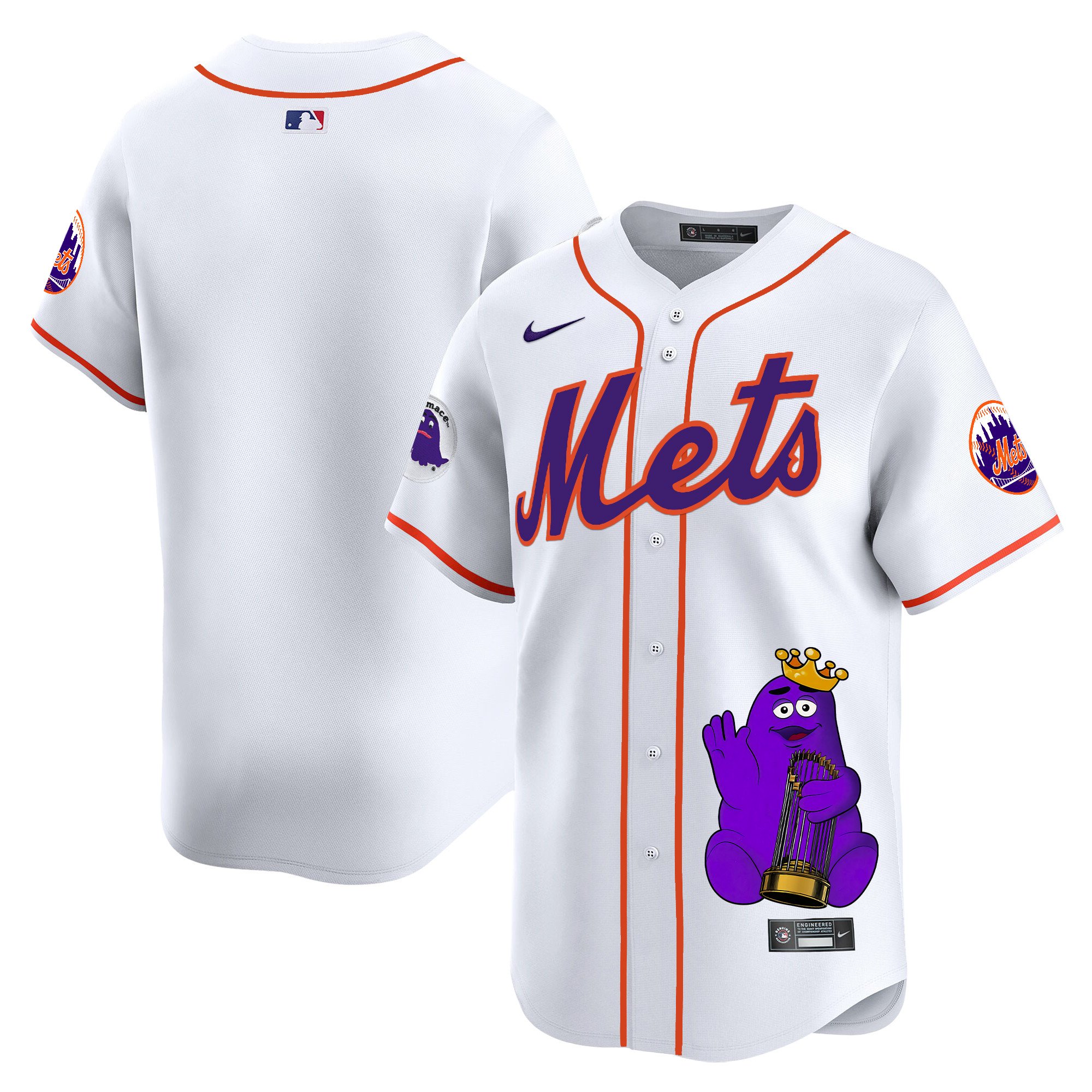 Unisex New York Mets Grimace Vapor Premier Limited White Jersey - Printed