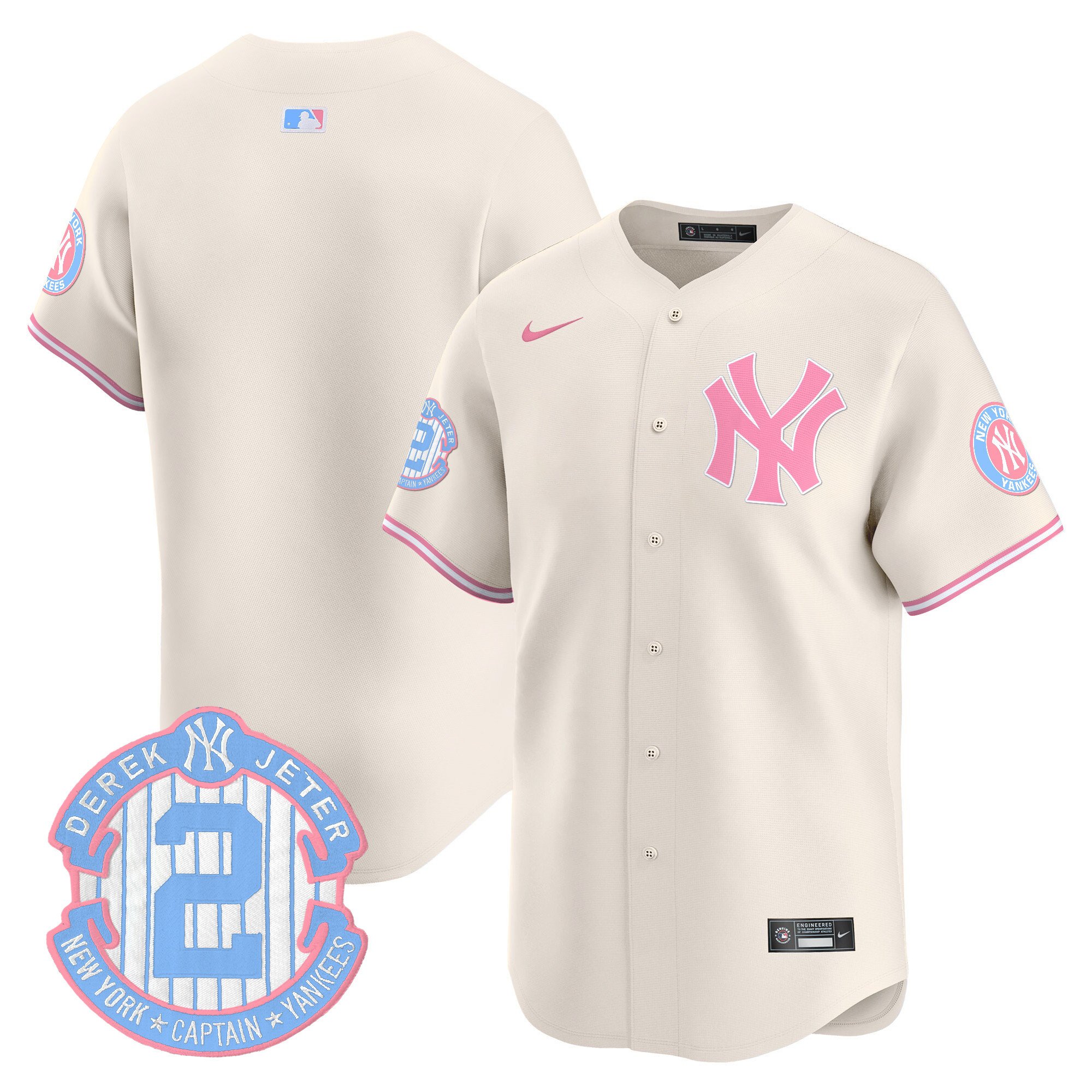 Unisex New York Yankees Bubblegum Pink Vapor Premier Limited Cream Jersey - All Stitched