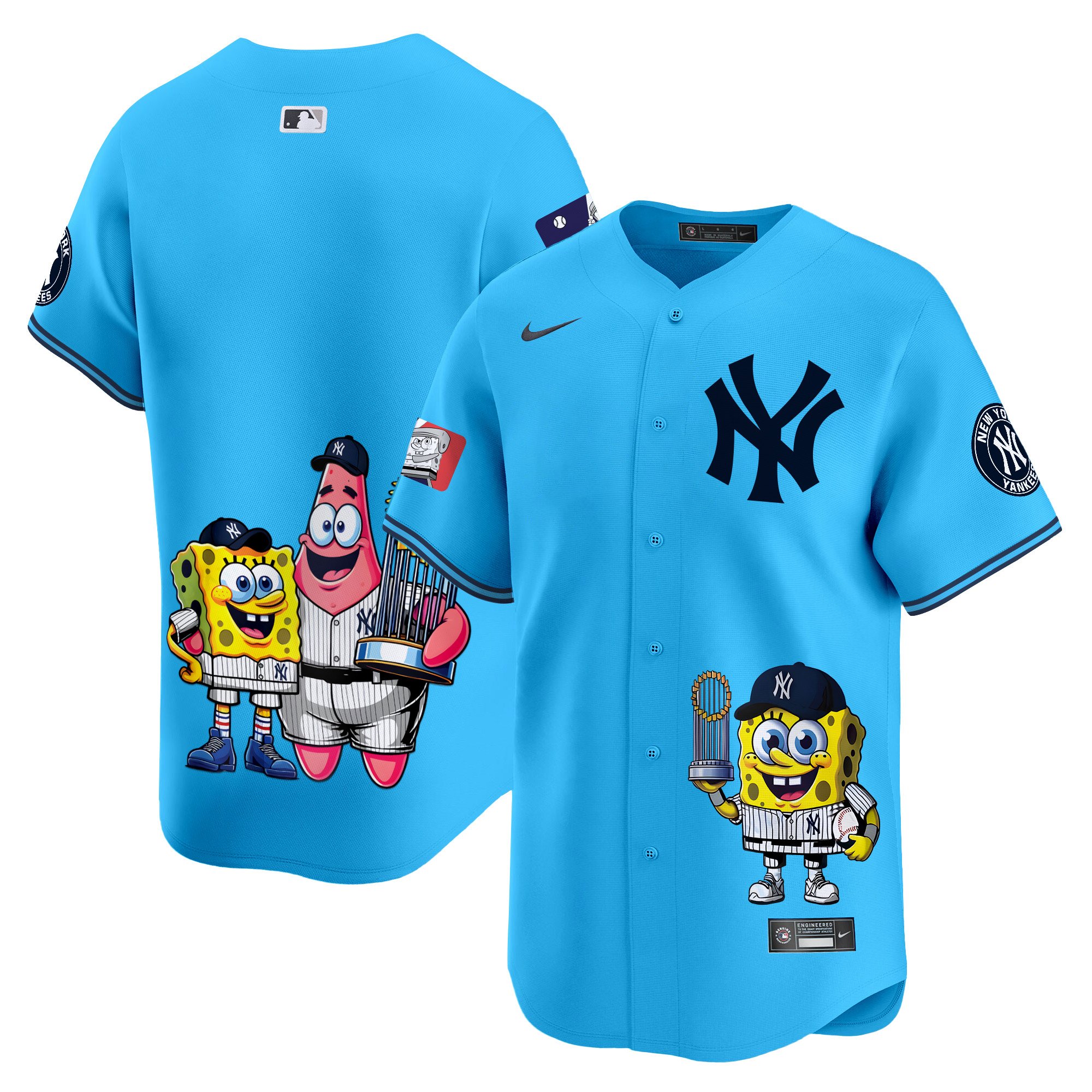 Unisex New York Yankees SpongeBob SquarePants Vapor Premier Limited Light Blue Jersey - Printed