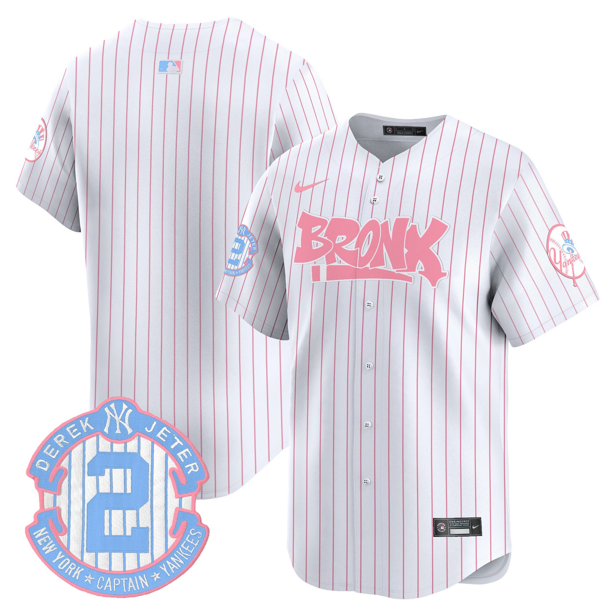 Unisex New York Yankees The Bronx Graffiti Bubblegum Pink Vapor Premier Limited Pinstripe Jersey - All Stitched