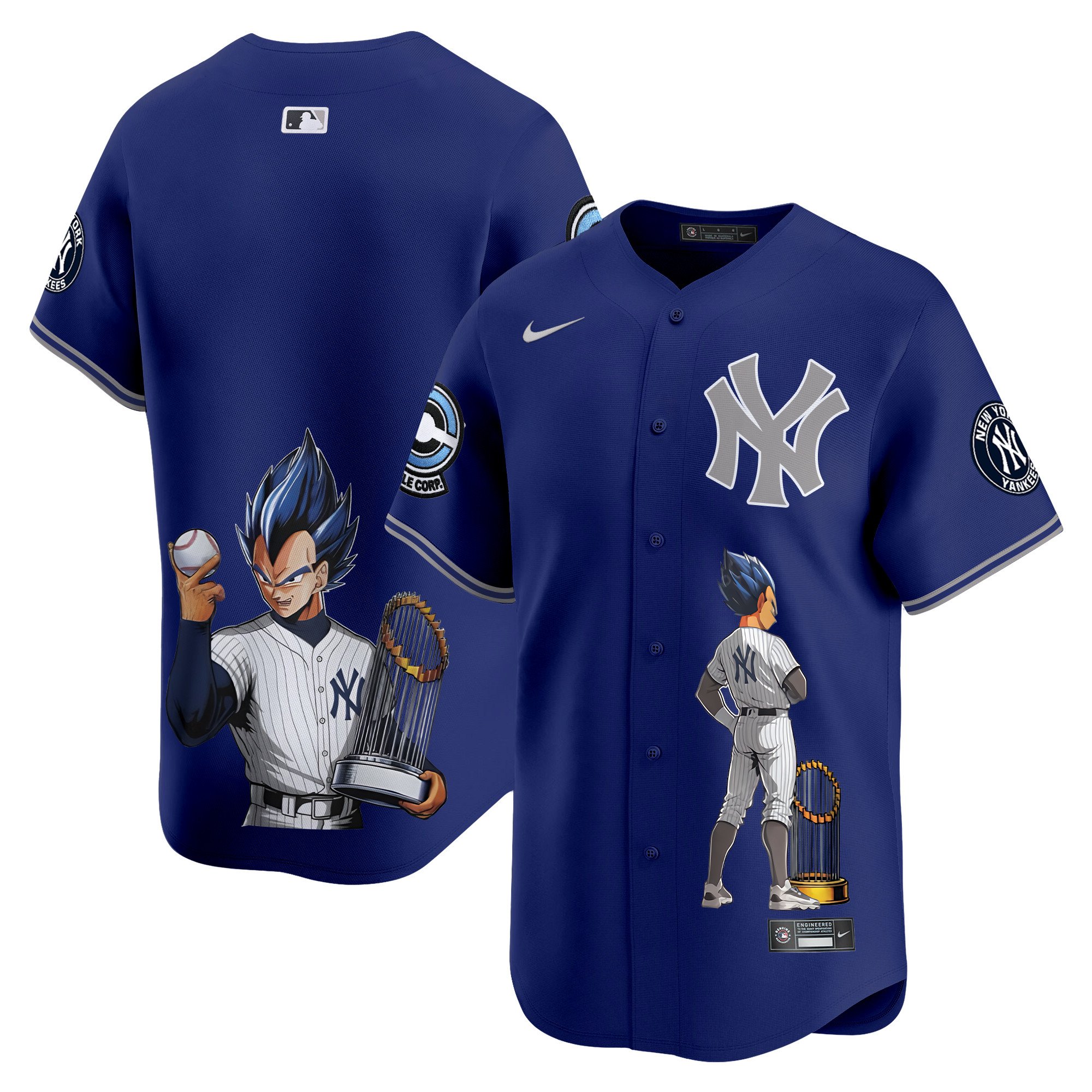 Unisex New York Yankees Vegeta Dragon Ball Vapor Premier Limited Royal Jersey - Printed