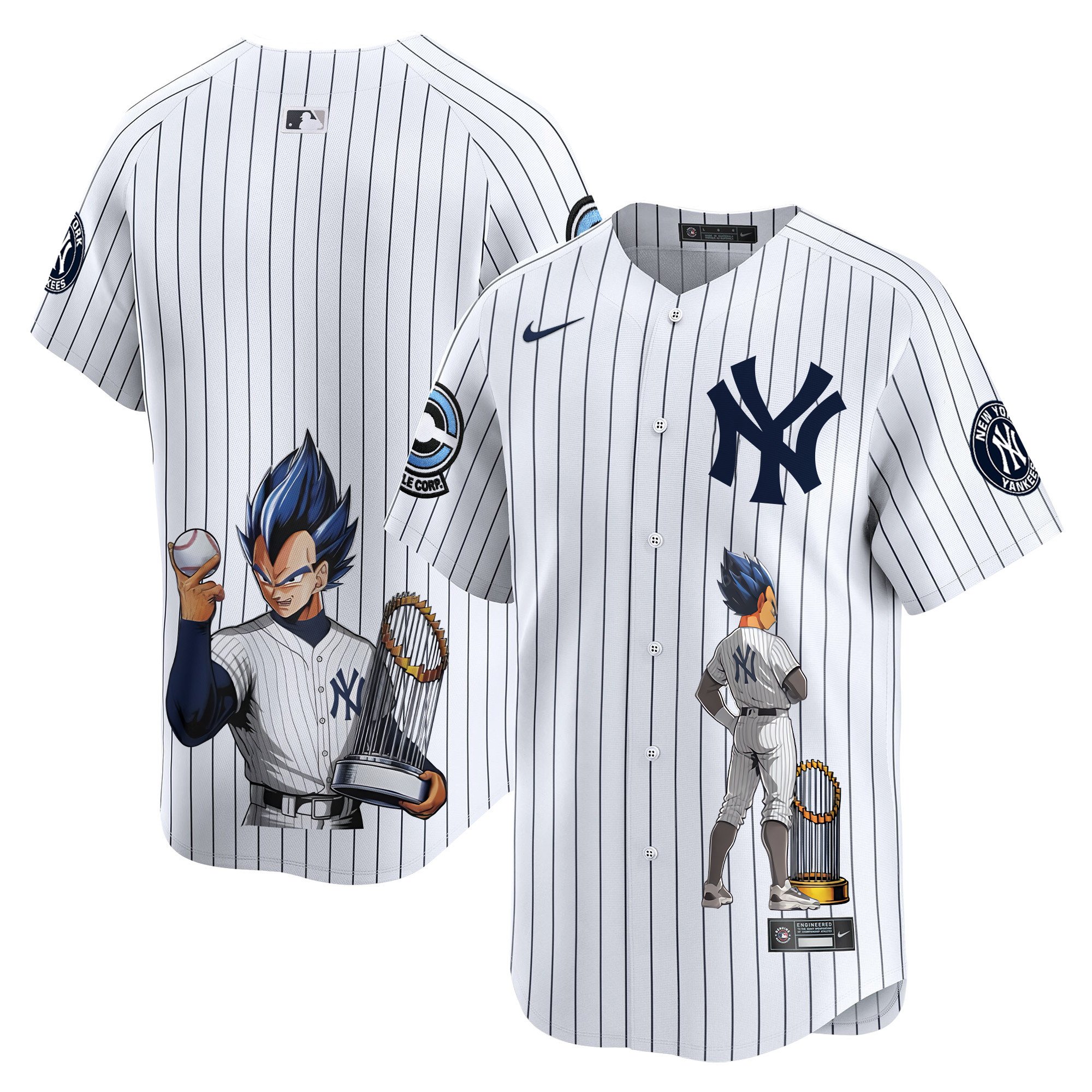 Unisex New York Yankees Vegeta Dragon Ball Vapor Premier Limited White Jersey - Printed