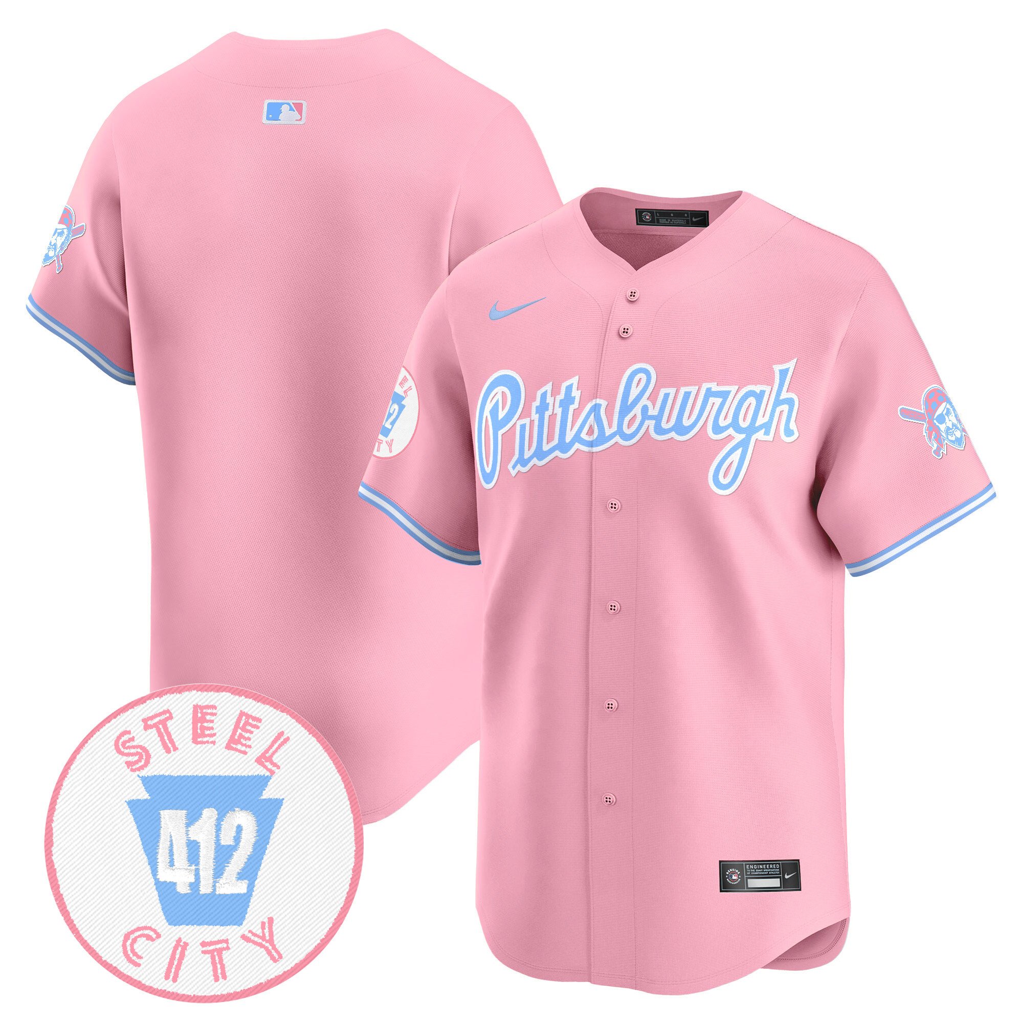 Unisex Pittsburgh Pirates Bubblegum Pink Vapor Premier Limited Pink Jersey - All Stitched