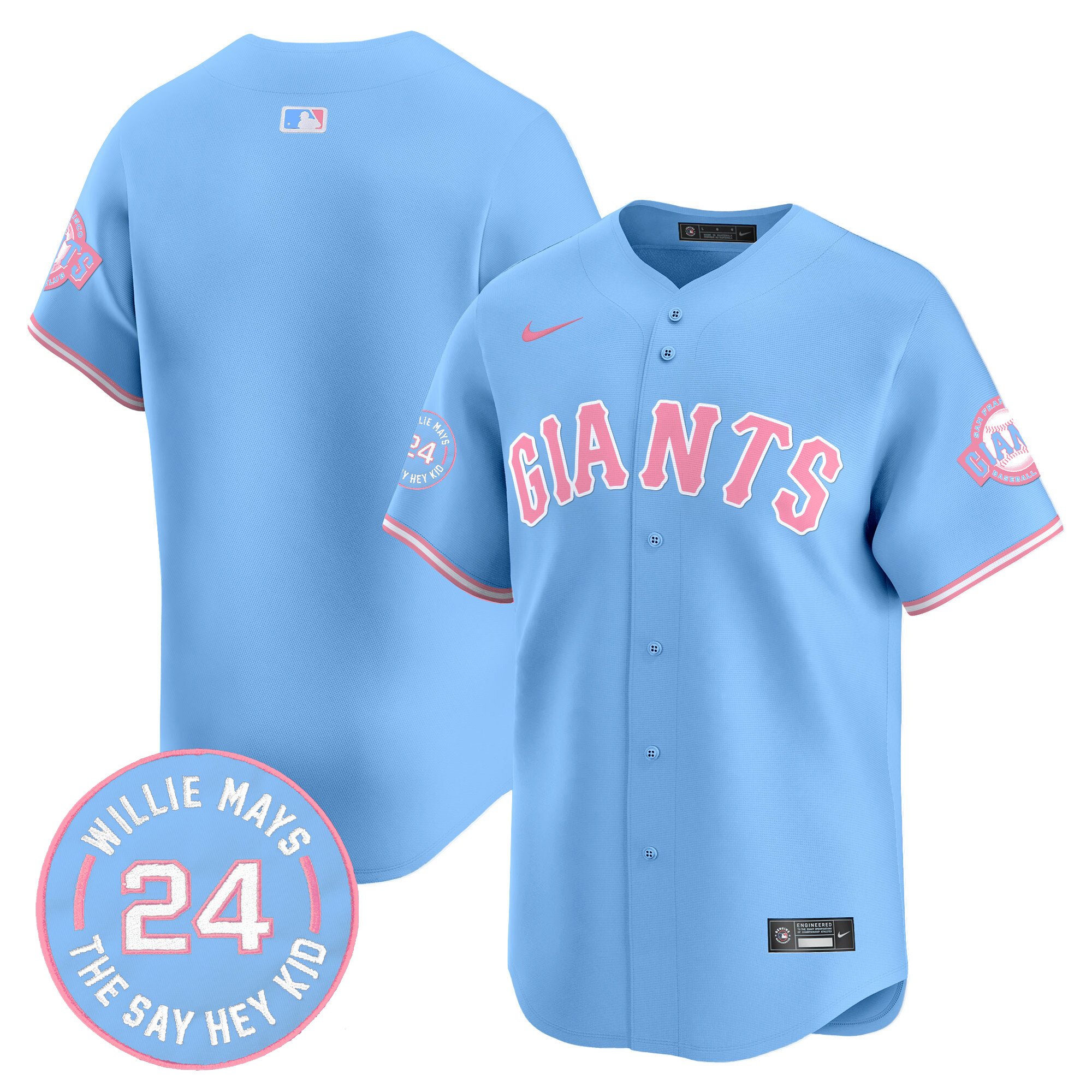 Unisex San Francisco Giants Bubblegum Pink Vapor Premier Limited Light Blue Jersey - All Stitched