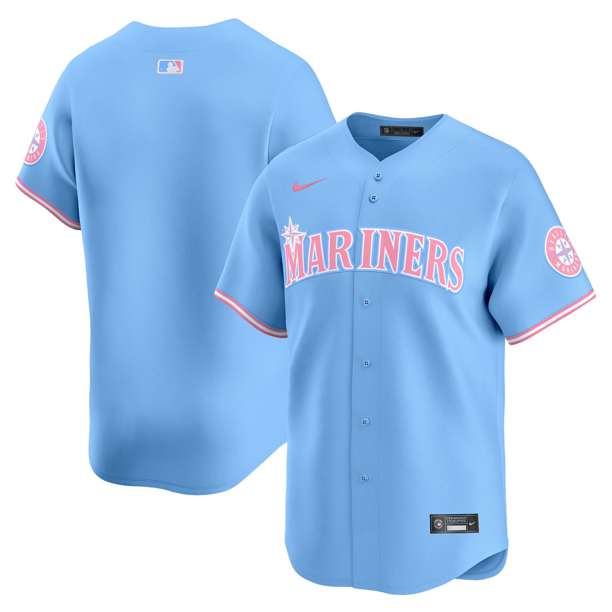 Unisex Seattle Mariners Bubblegum Pink Vapor Premier Limited Light Blue Jersey - All Stitched