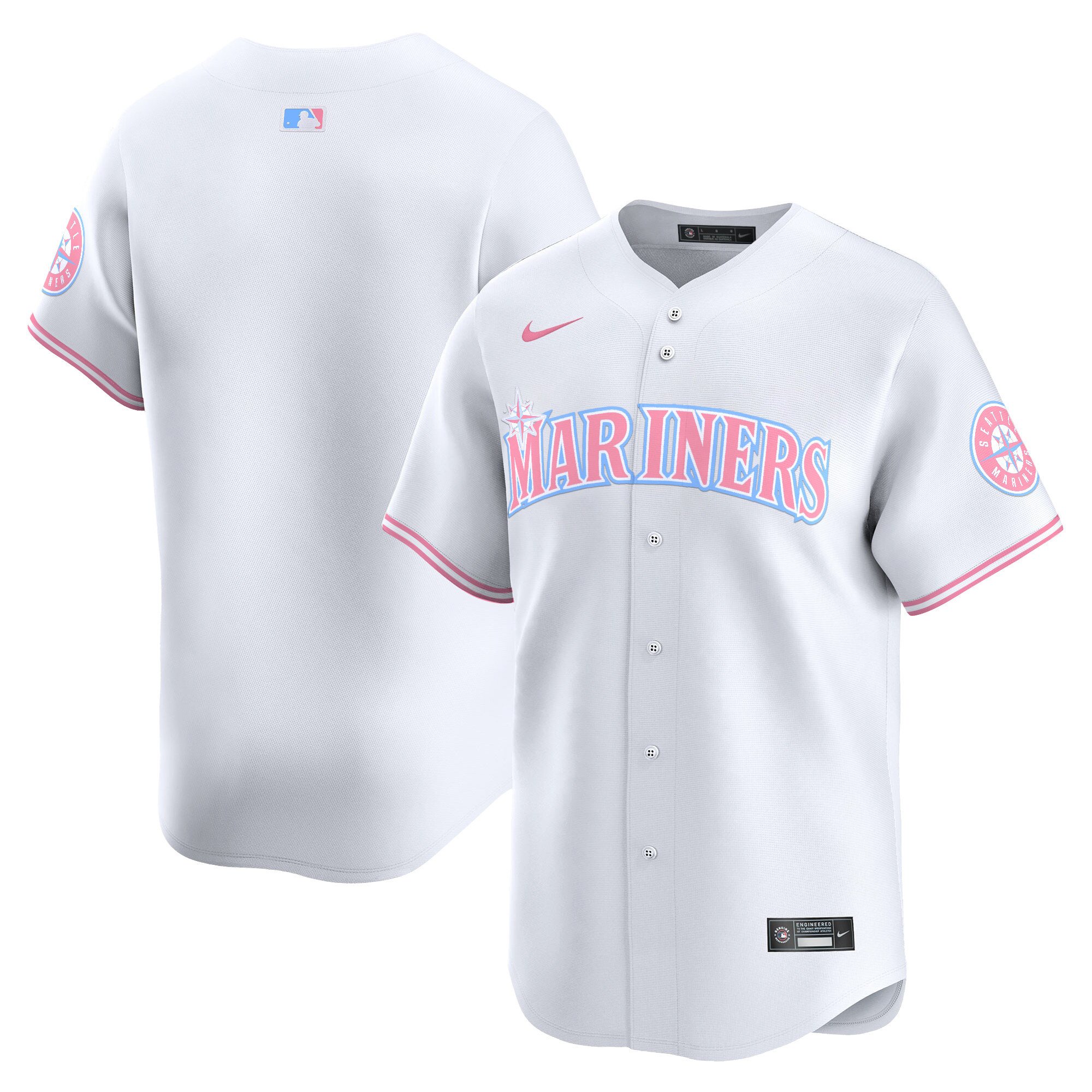 Unisex Seattle Mariners Bubblegum Pink Vapor Premier Limited White Jersey - All Stitched