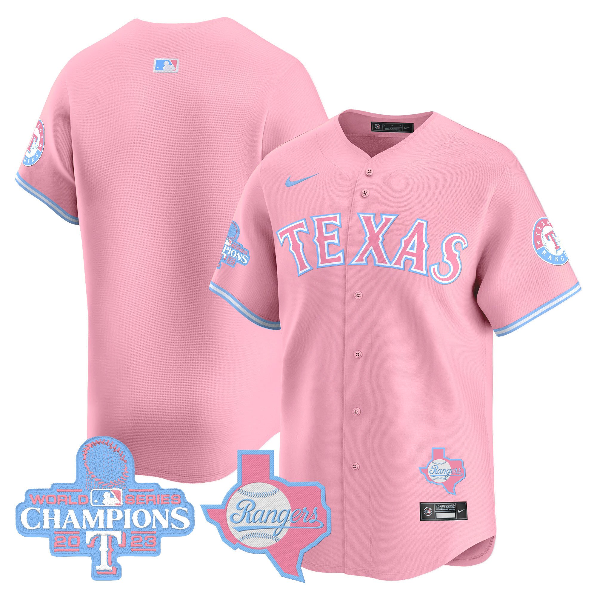 Unisex Texas Rangers Bubblegum Pink Vapor Premier Limited Pink Jersey - All Stitched