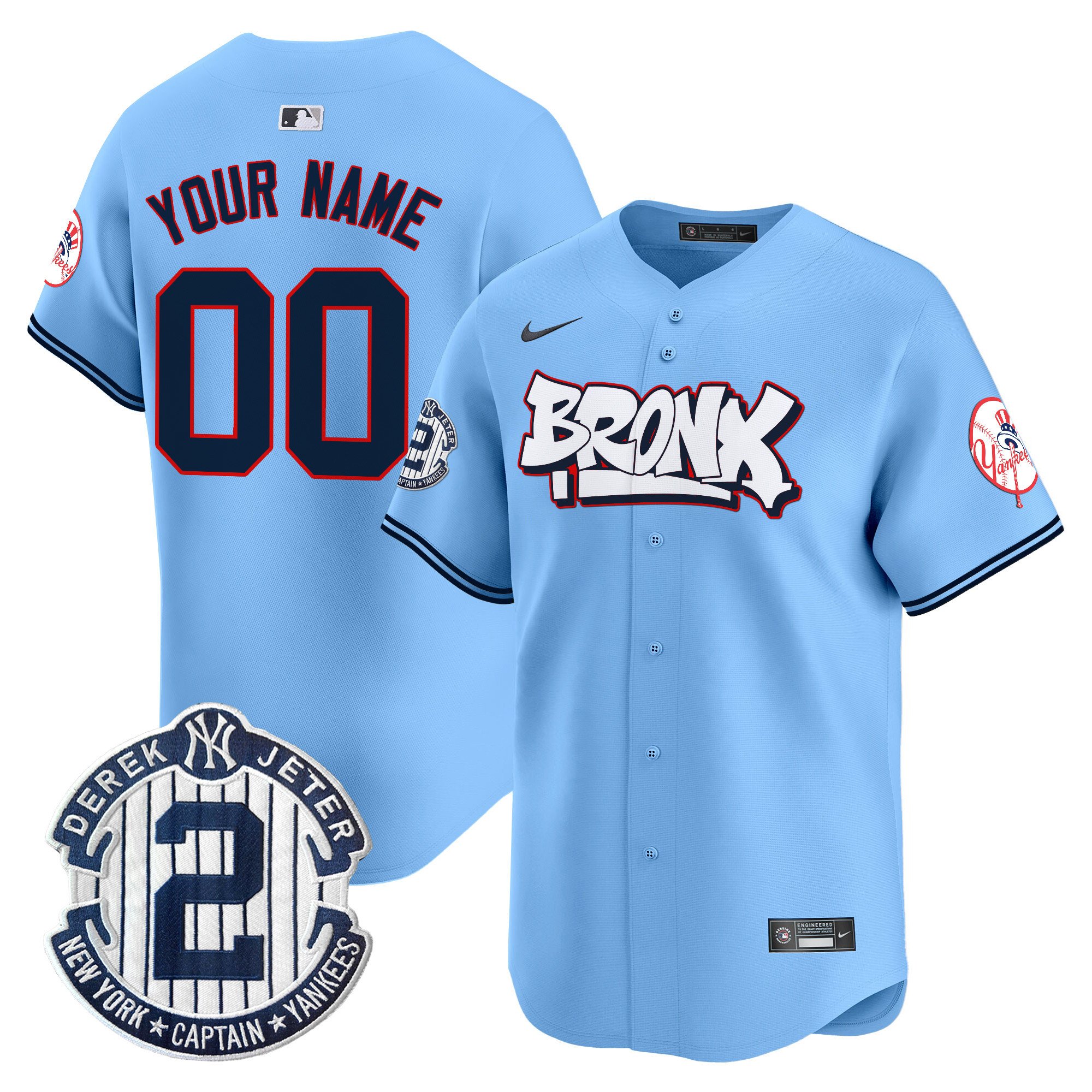 Unisex Unisex New York Yankees The Bronx Graffiti Vapor Premier Limited Custom Blue Jersey V4 - All Stitched