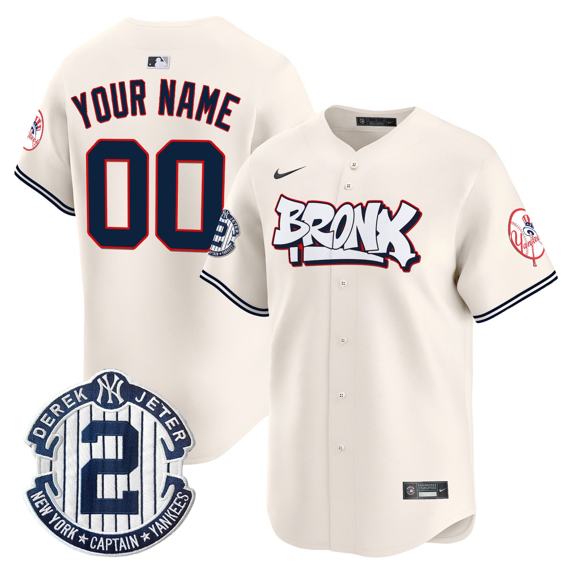Unisex Unisex New York Yankees The Bronx Graffiti Vapor Premier Limited Custom Cream Jersey V4 - All Stitched