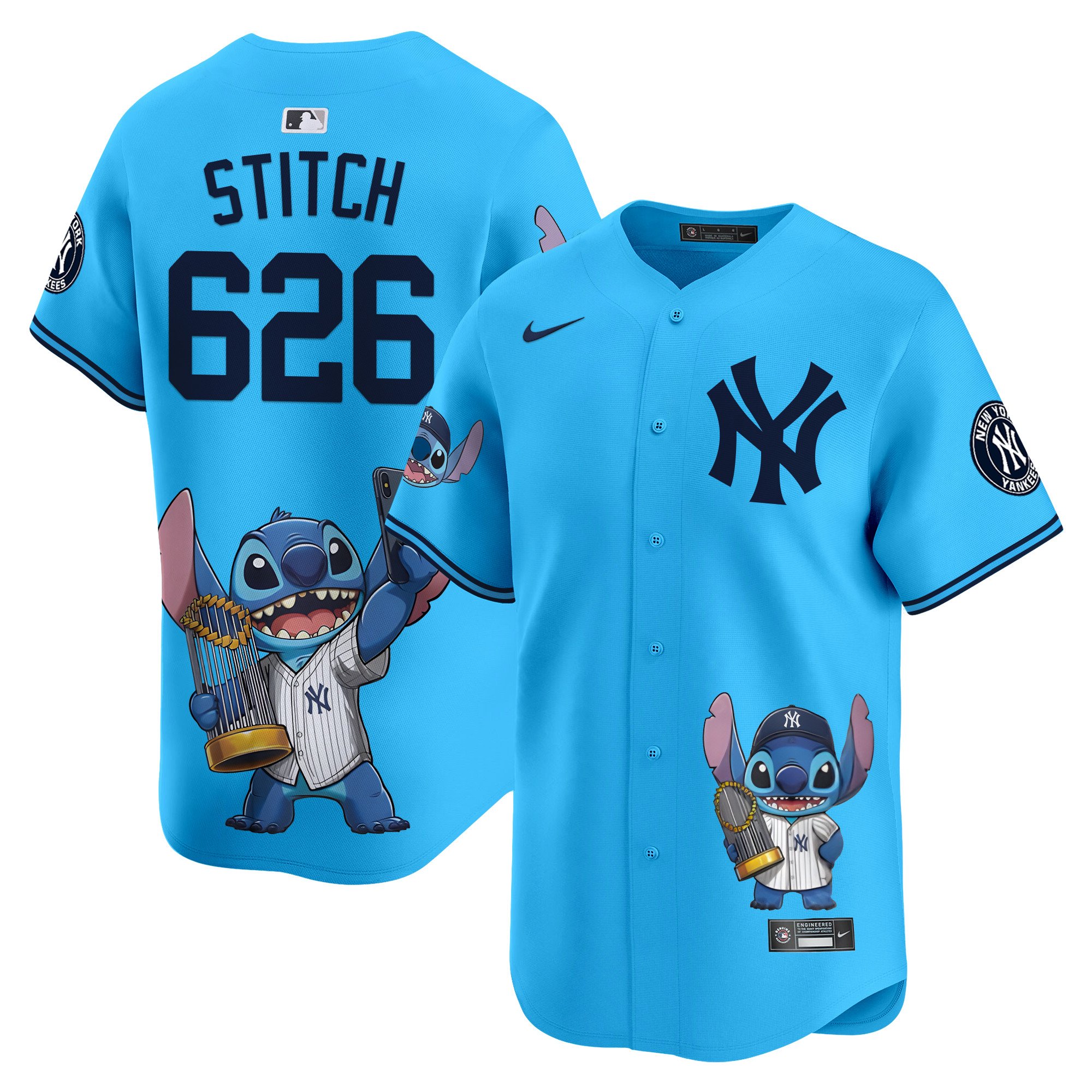Unisex Yankee Lilo And Stitch Vapor Premier Limited Light Blue Houston Astros Jersey - Printed