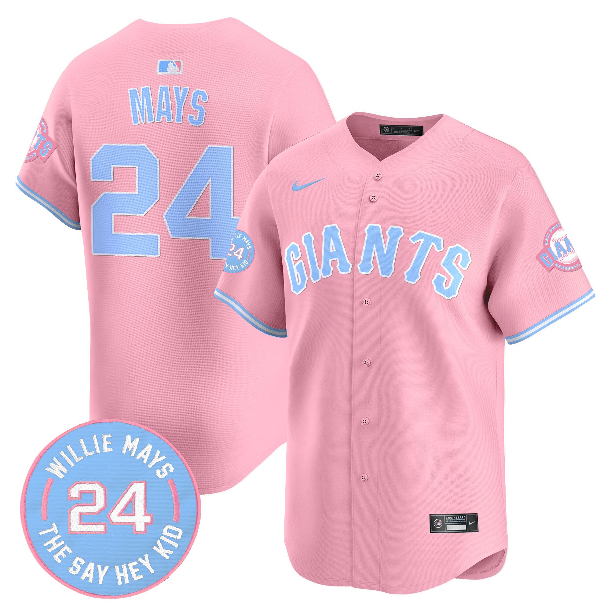 Willie MaysUnisex San Francisco Giants Bubblegum Pink Vapor Premier Limited Pink Jersey - All Stitched