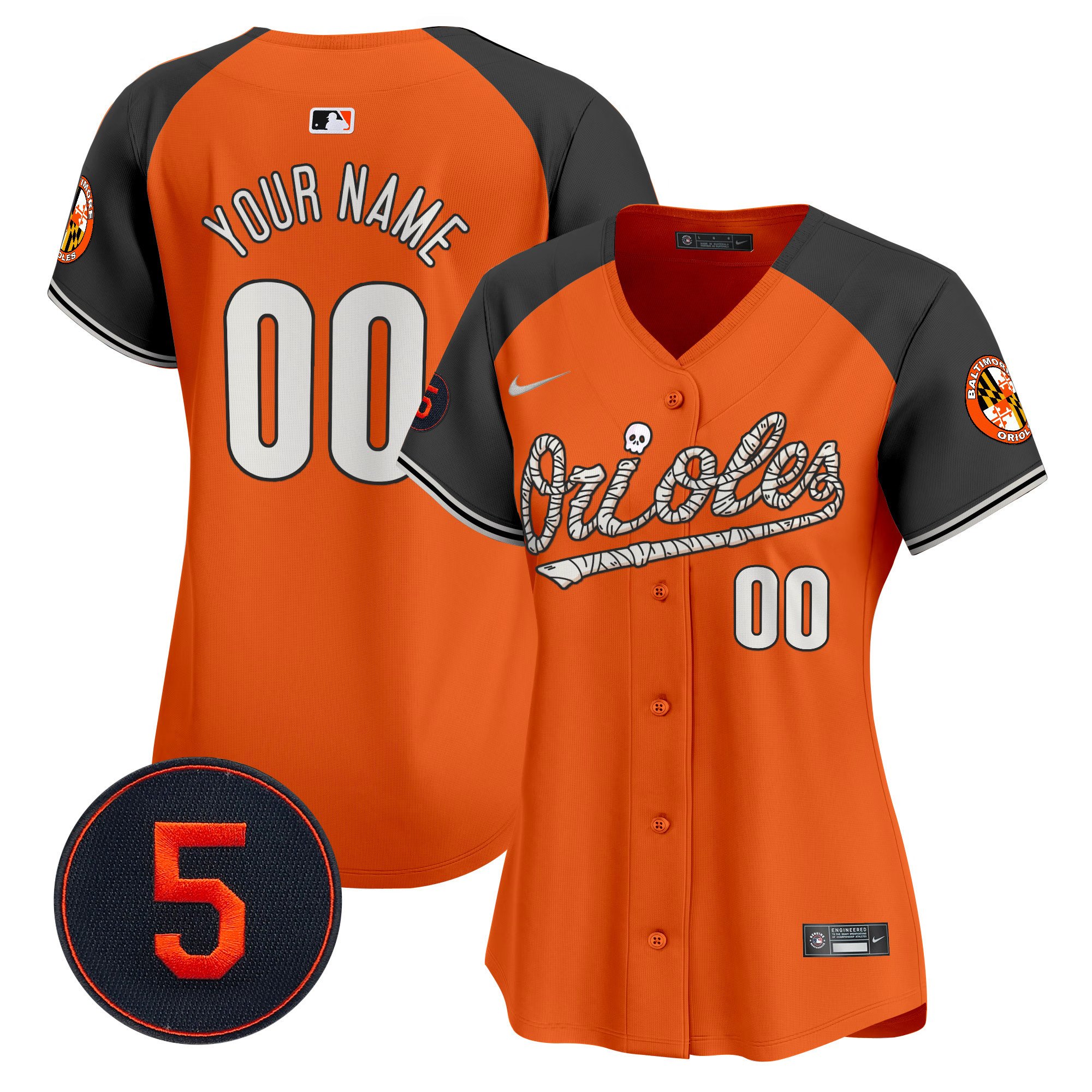 Women Baltimore Orioles Halloween Vapor Premier Limited Custom Alternate Jersey - All Stitched